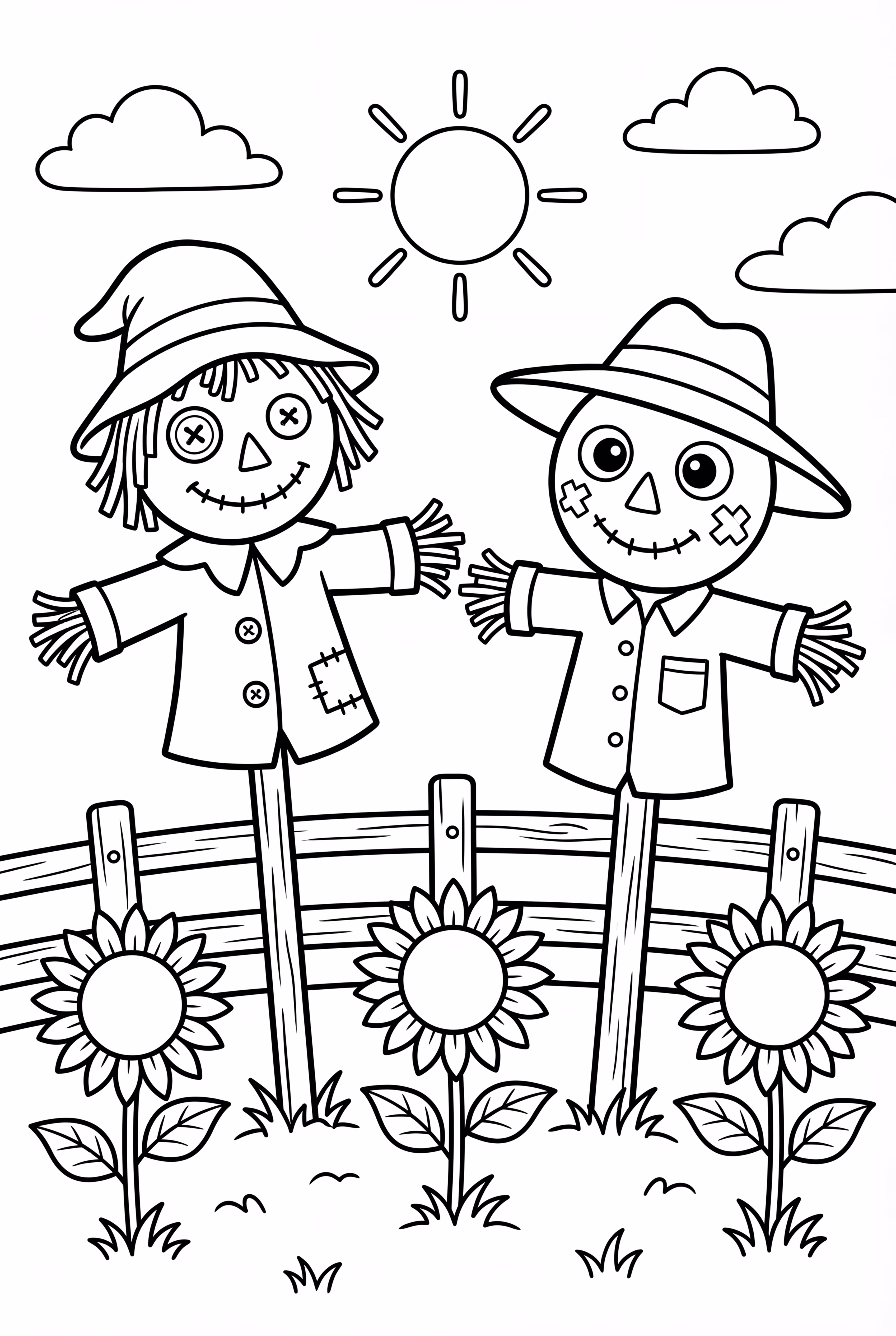 Two Scarecrow Friends Chatting