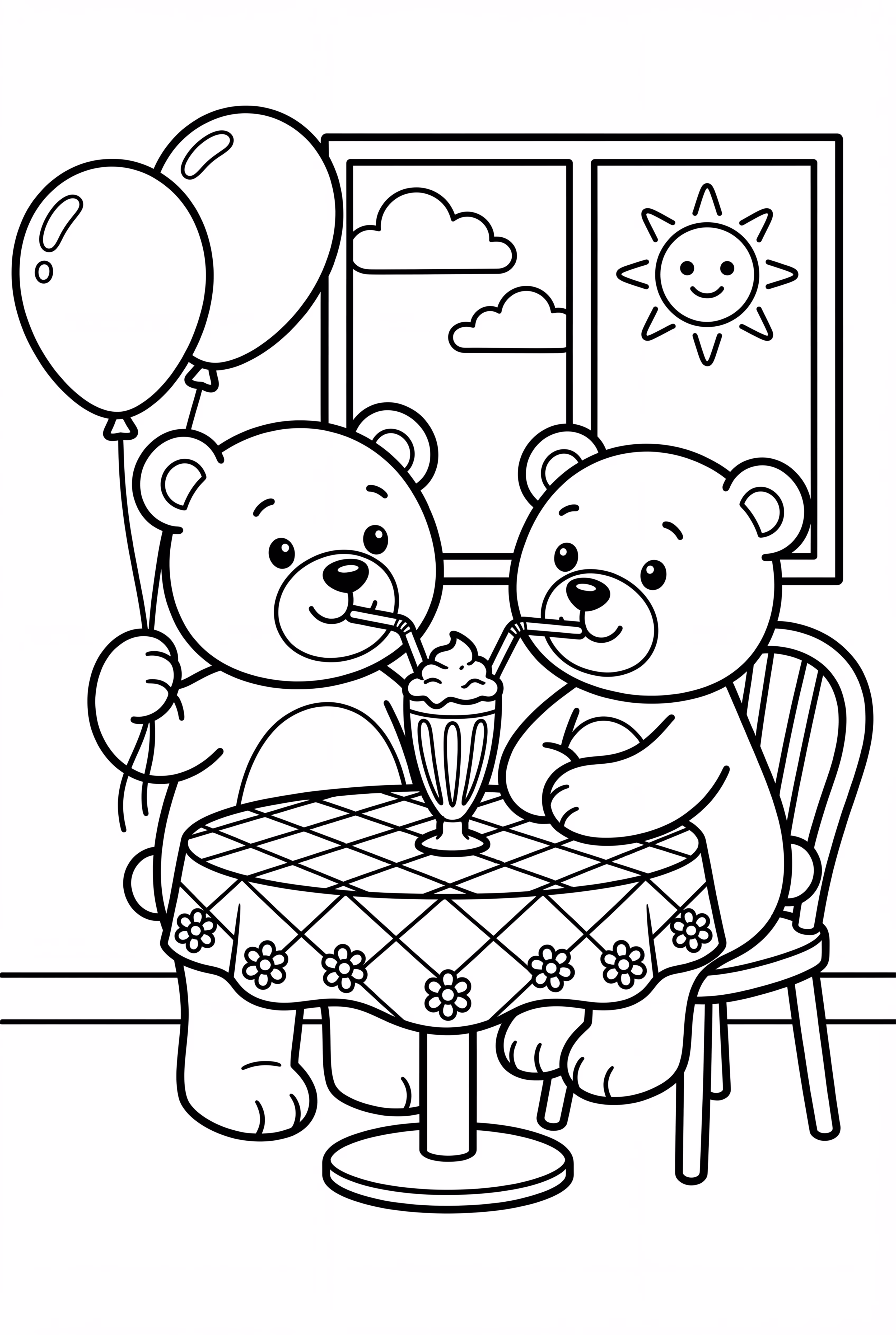 Dos ositos compartiendo un batido