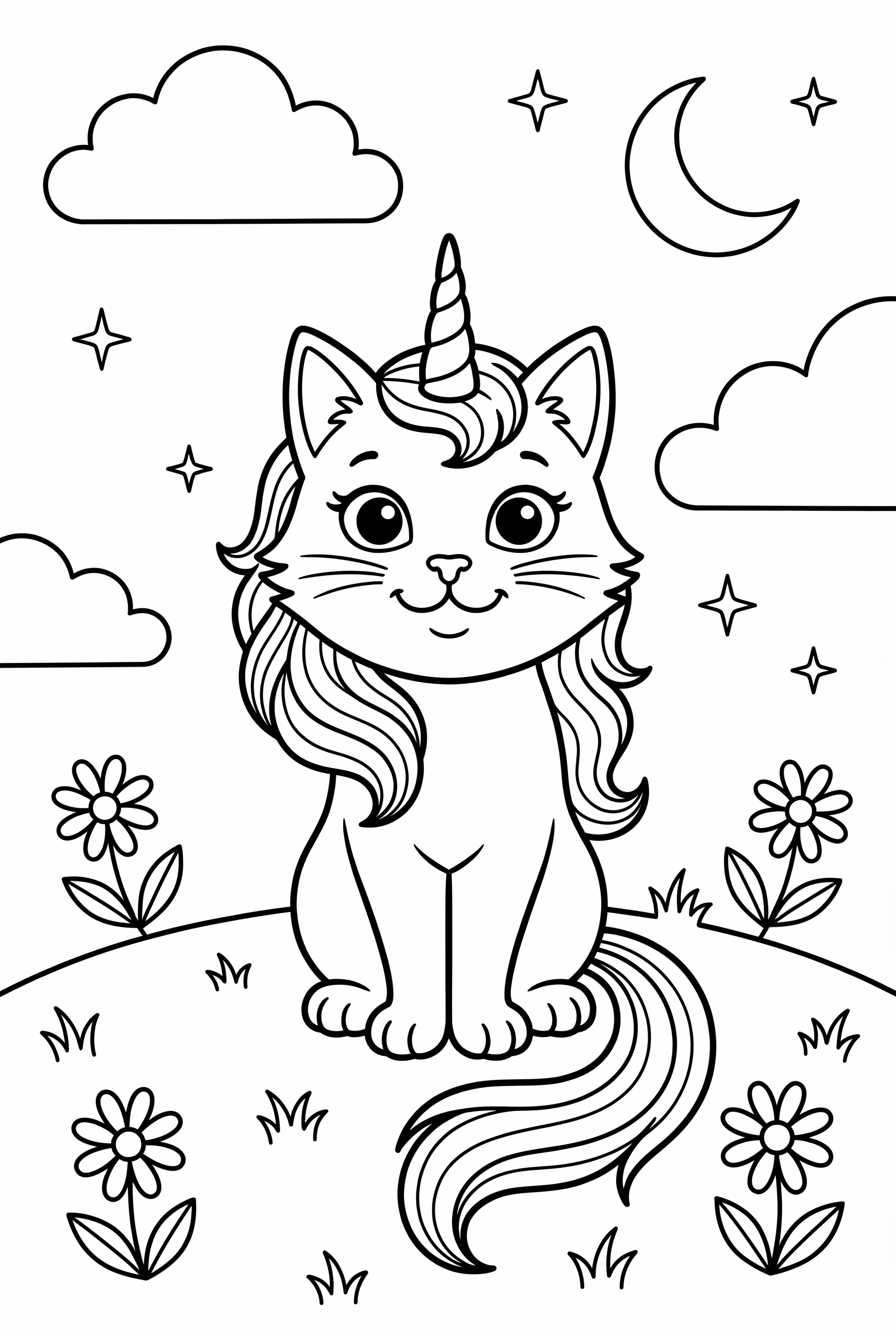 独角兽猫与彩虹鬃毛