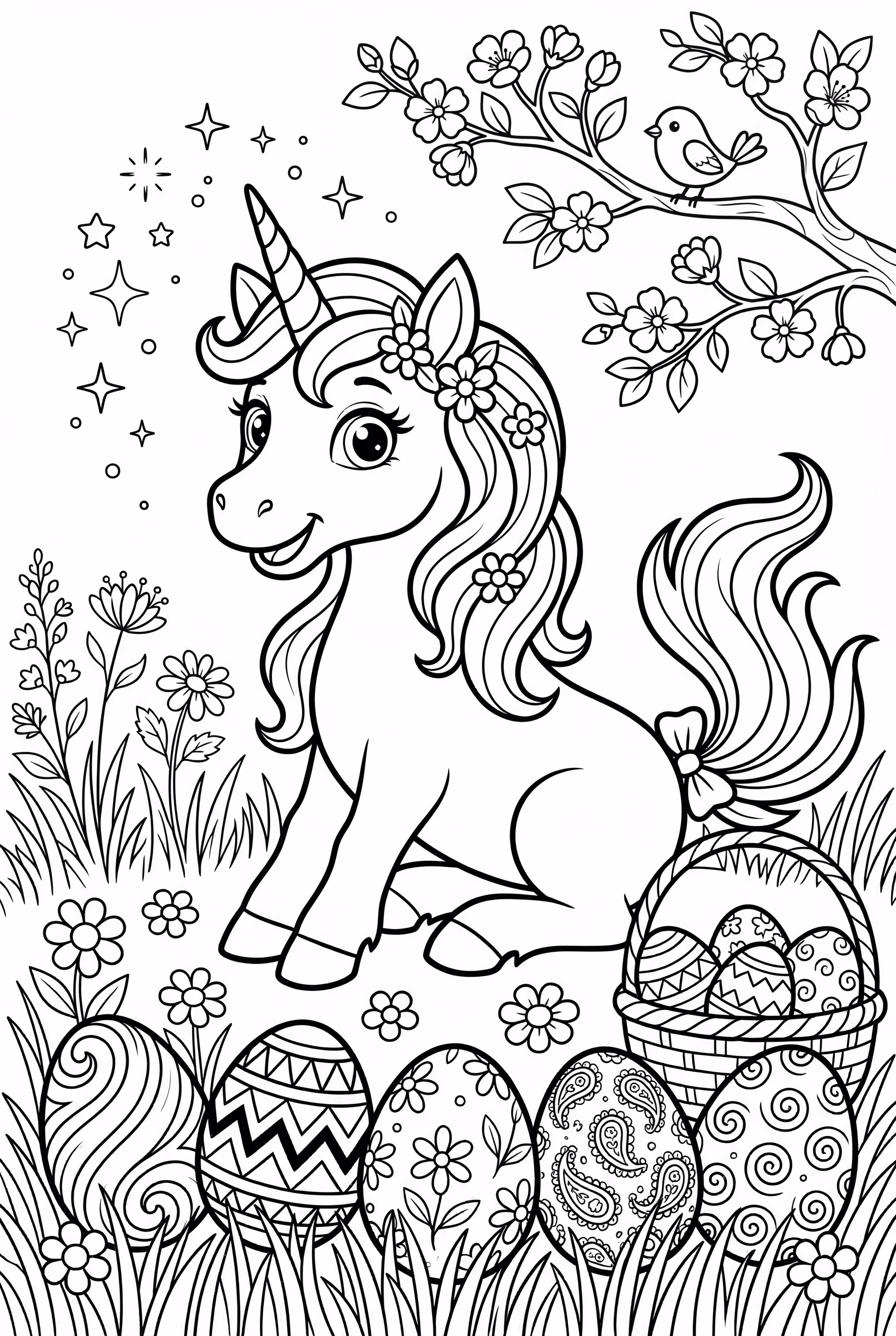 유니콘이 장식을 한 달걀로 부활절을 축하하는 모습-2