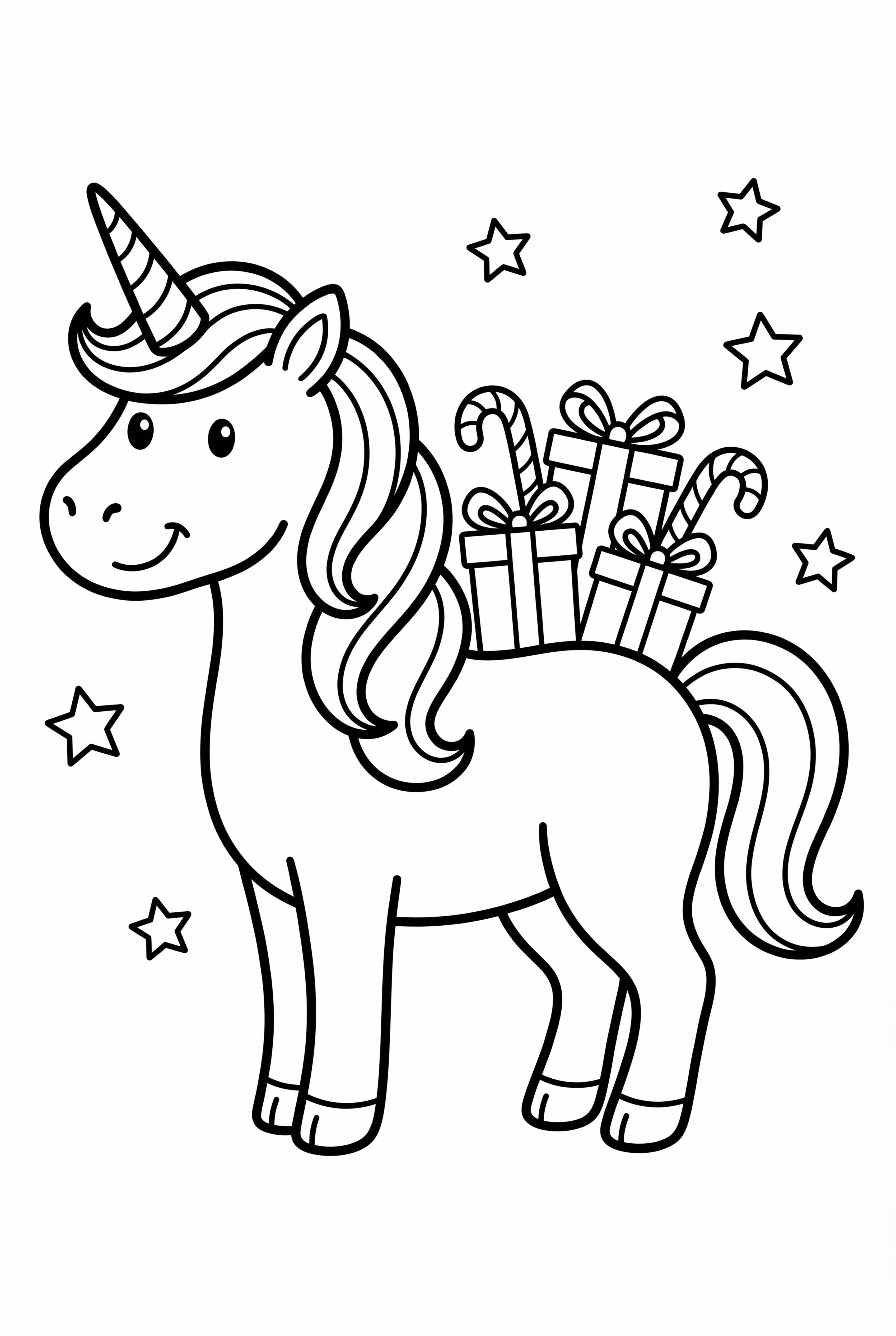 Unicórnio Entregando Presentes de Fim de Ano