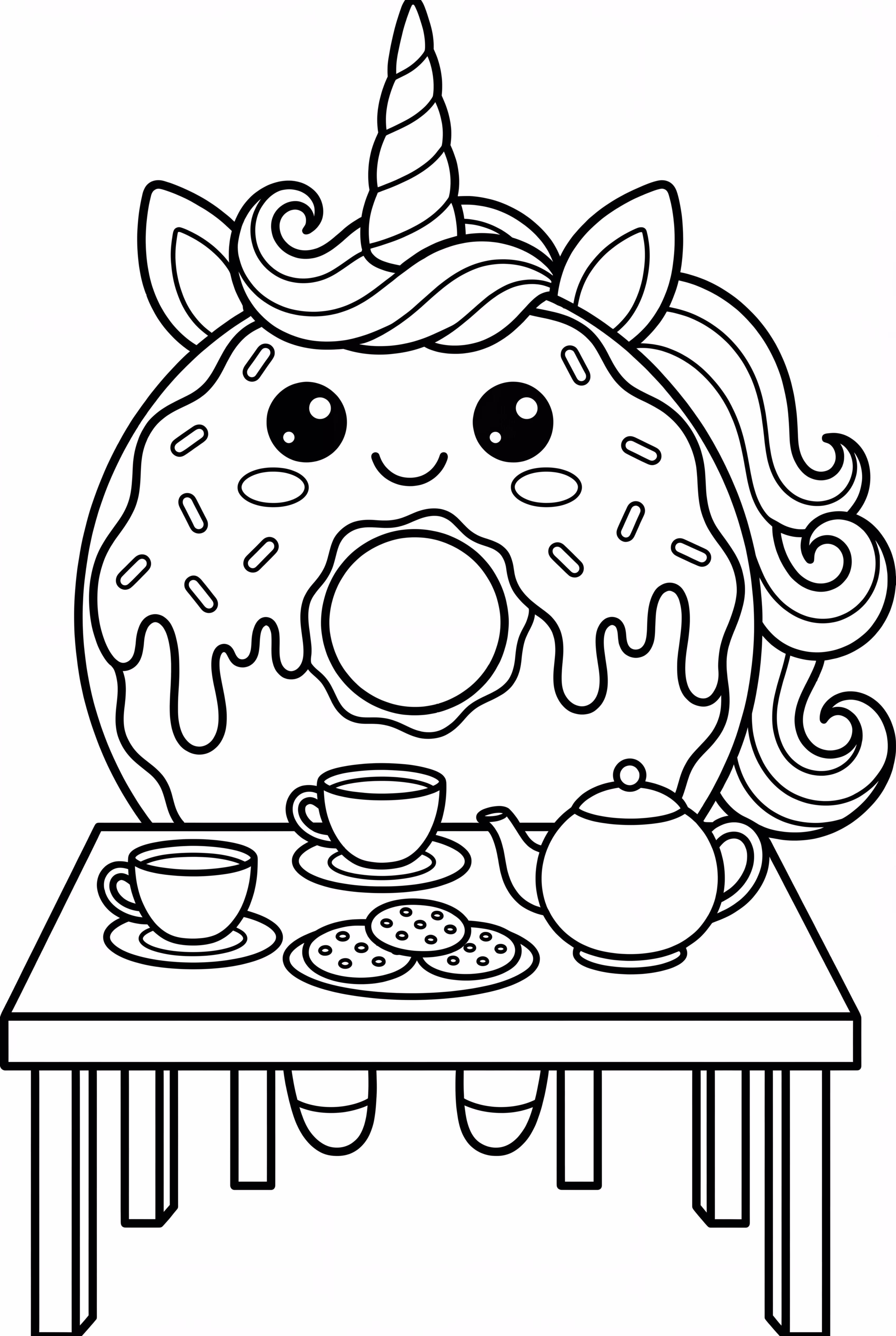 Unicorn Donut At A Tea Party