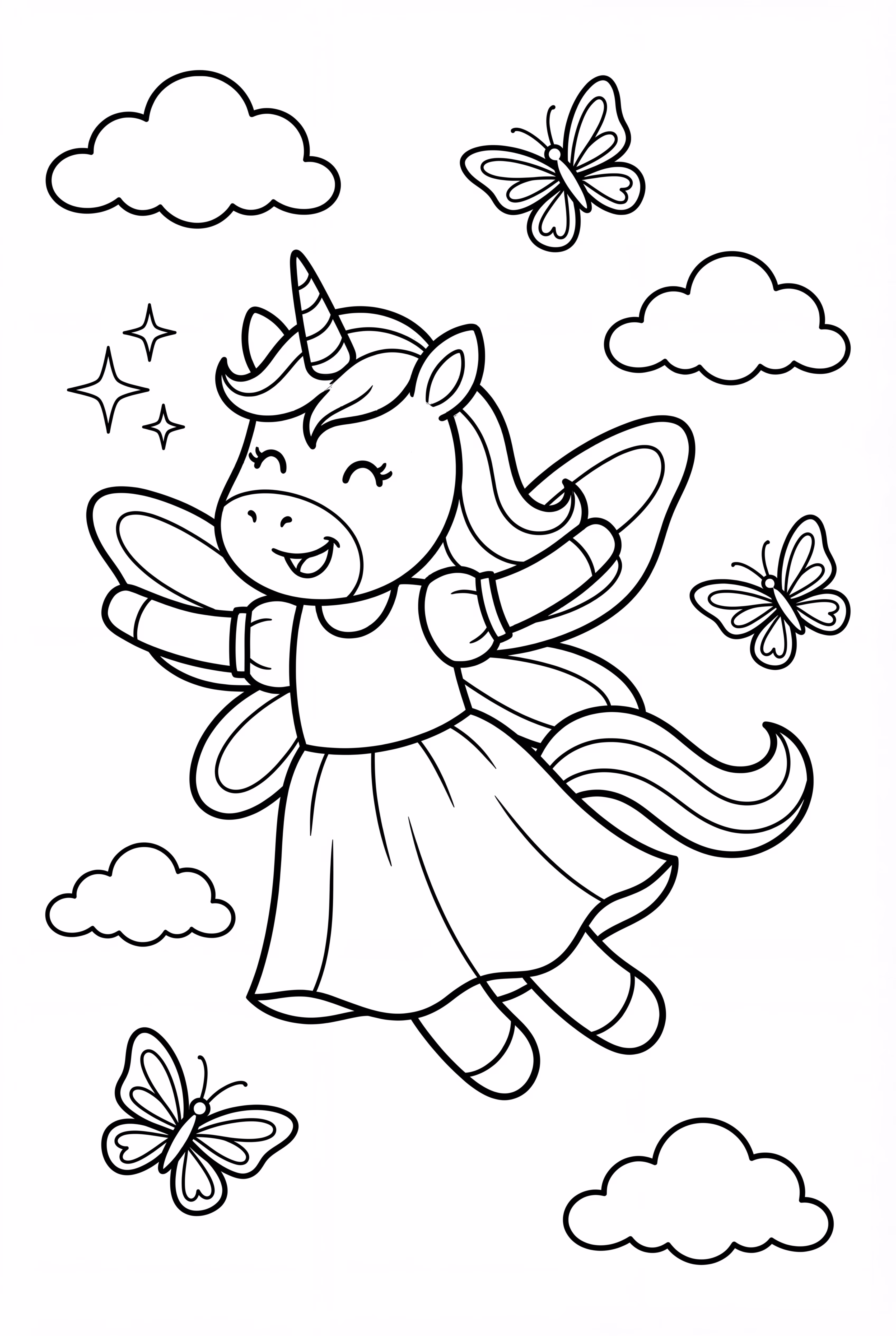 Unicorn Fairy With Butterfly Companions