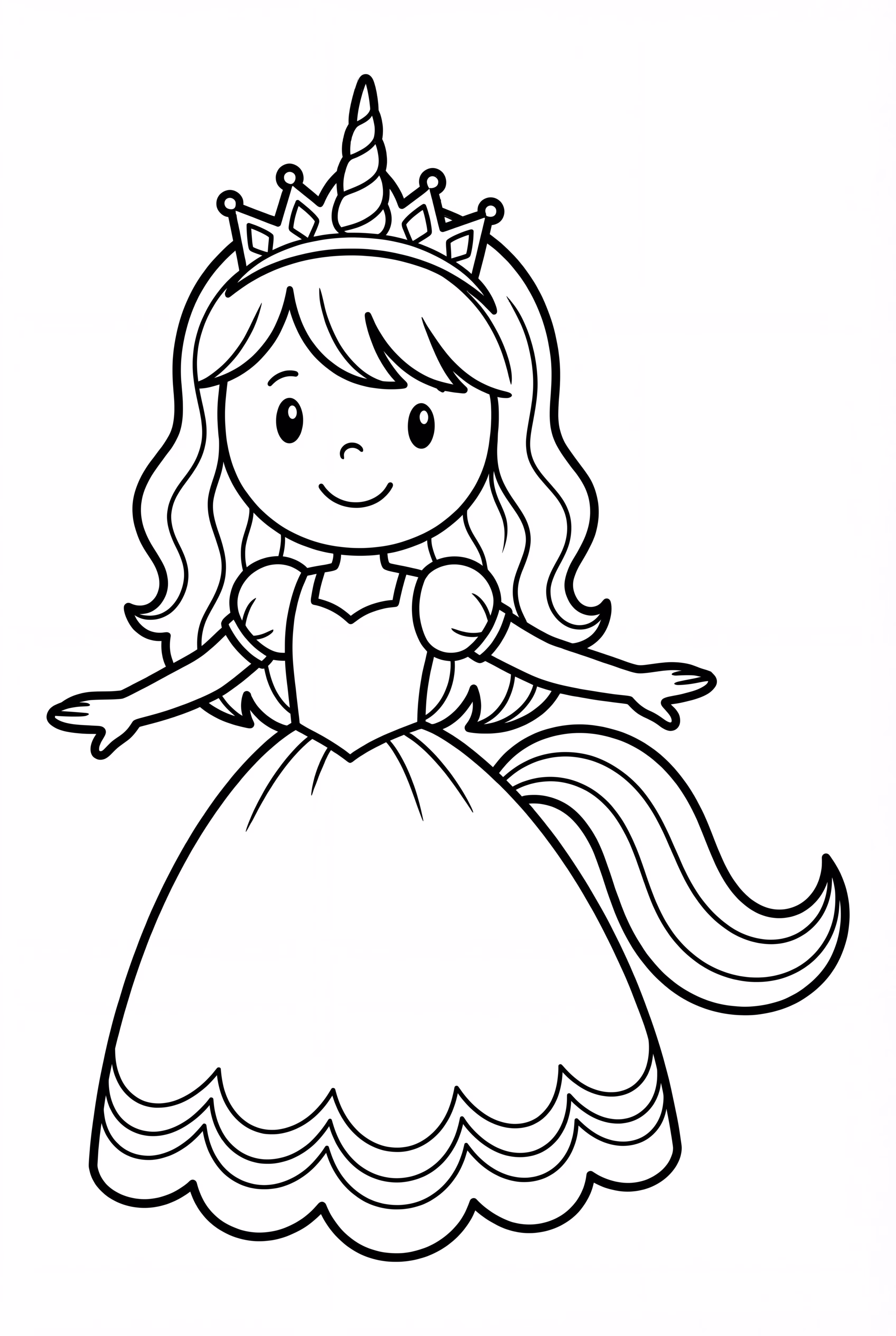 Unicorn Girl Wearing Tiara And Dress