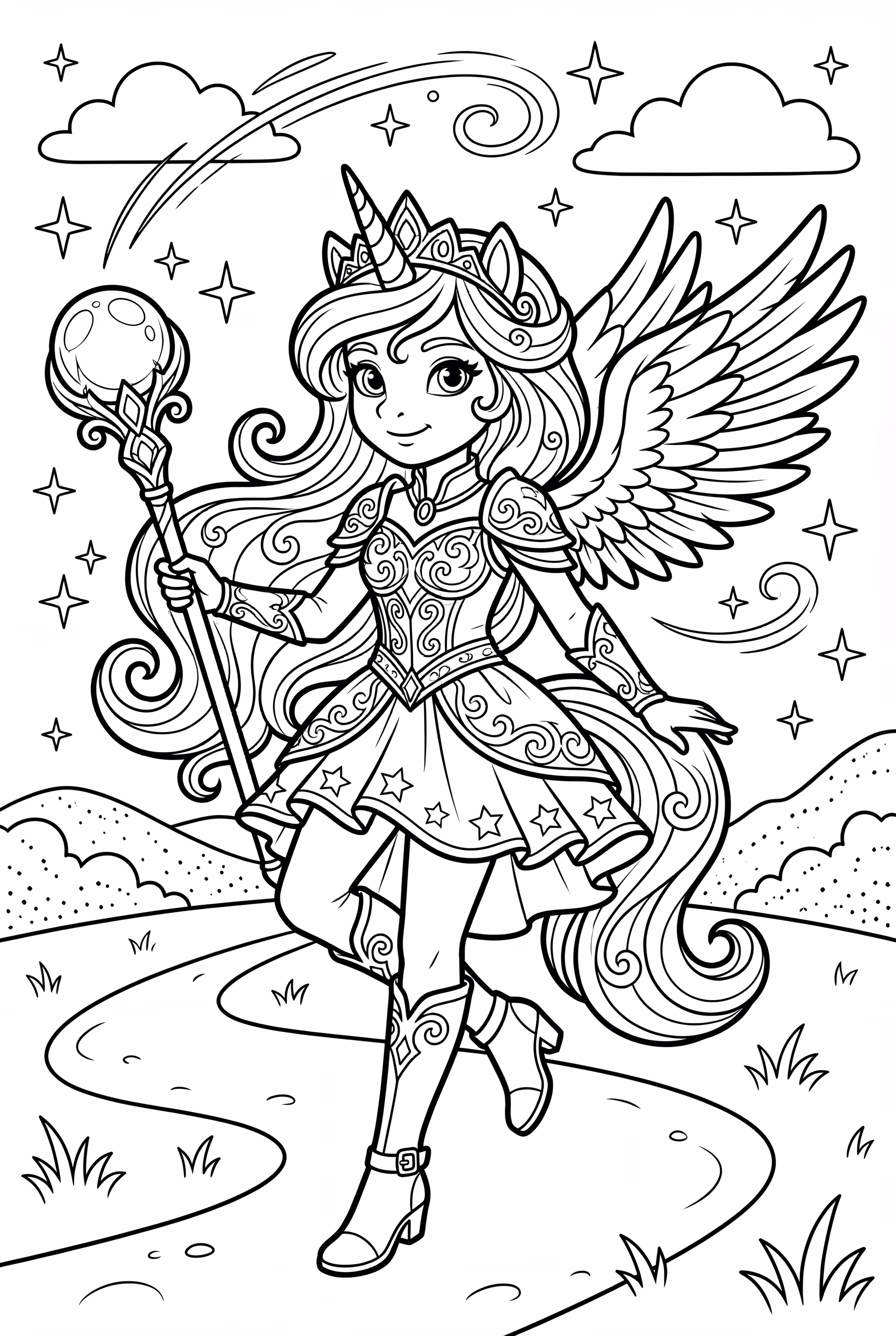 有翅膀的独角兽女孩与魔法杖-2