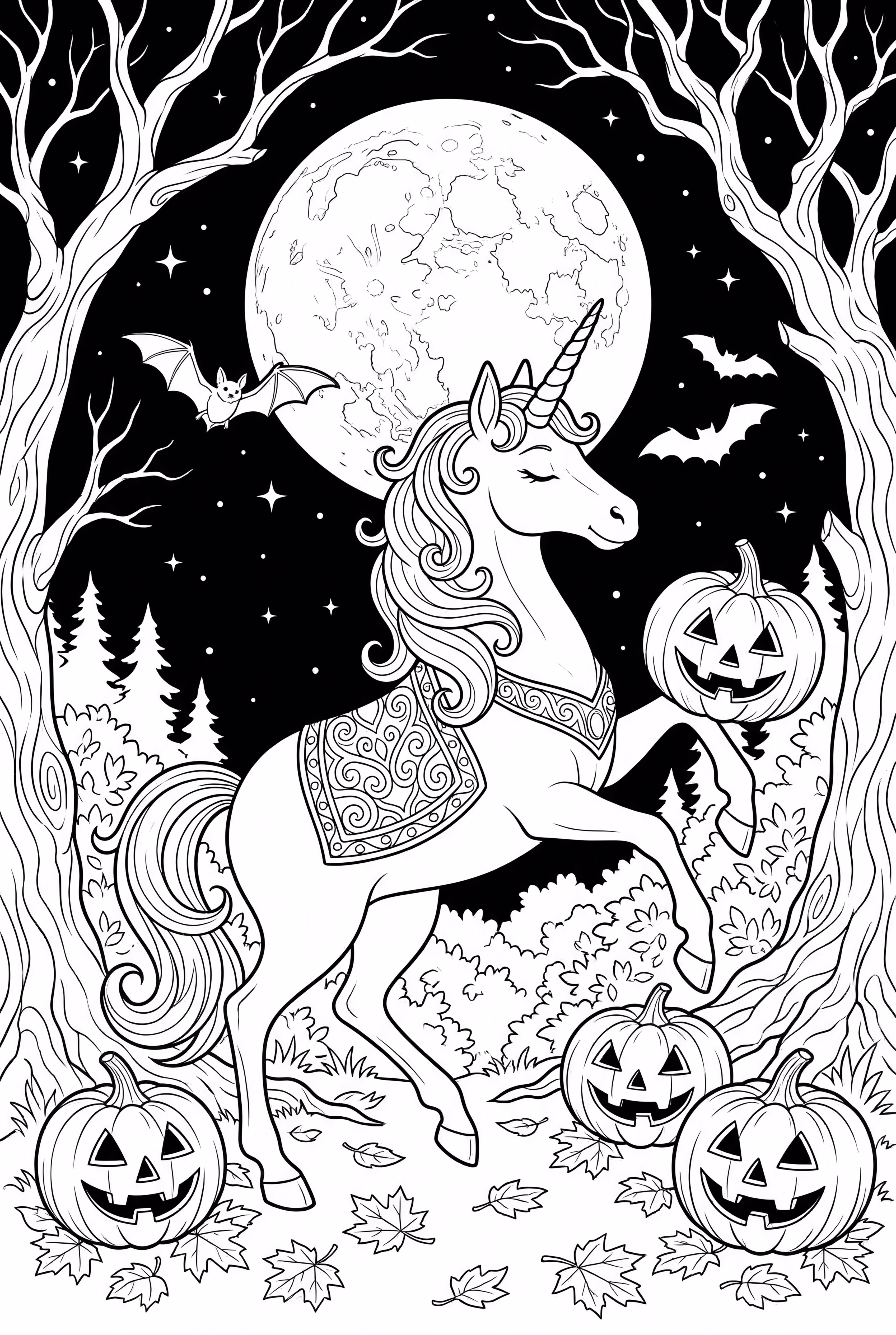 Licorne Halloween et la danse au clair de lune