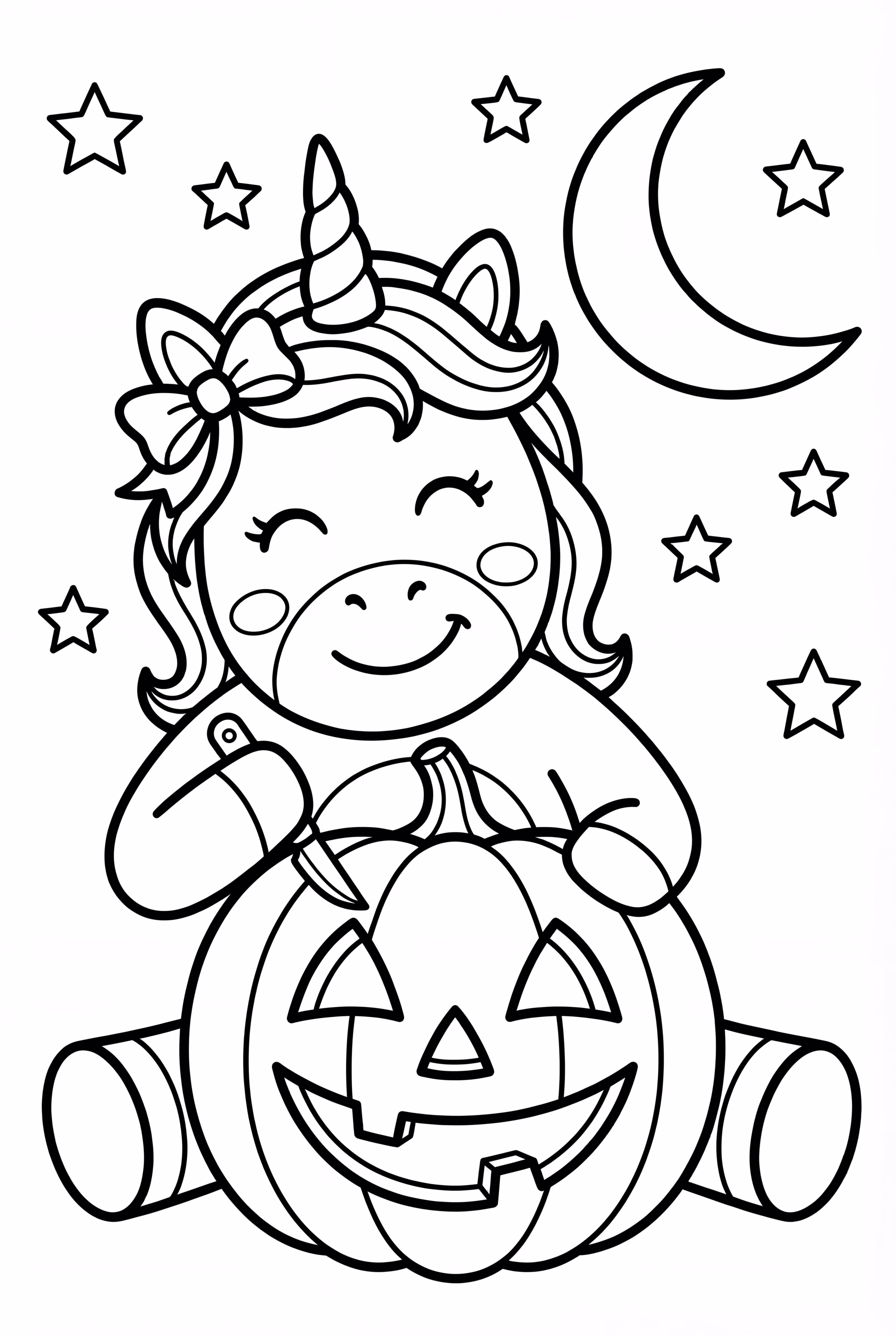 ユニコーンのハロウィンかぼちゃ彫り