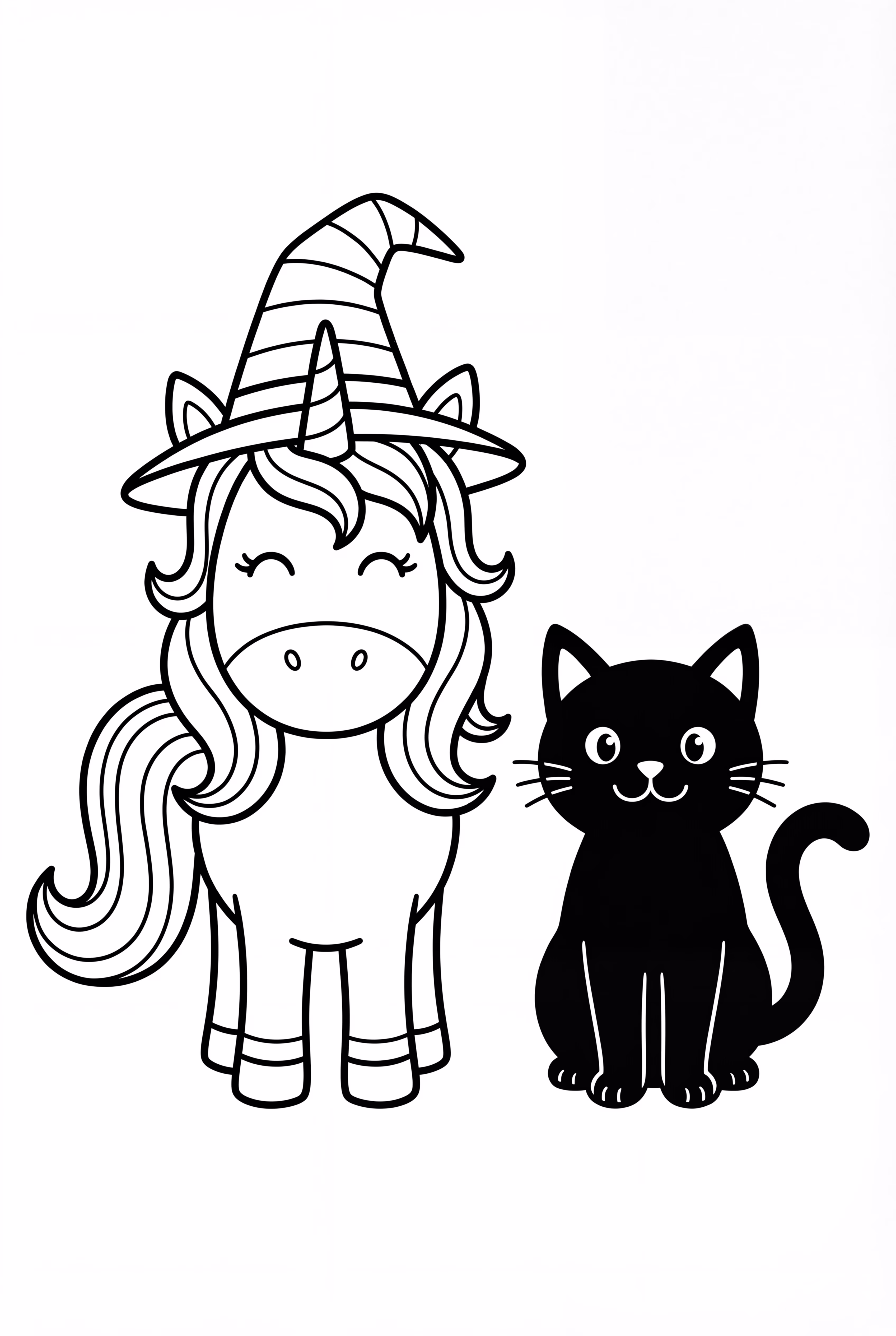 Unicorn Halloween Meets A Black Cat