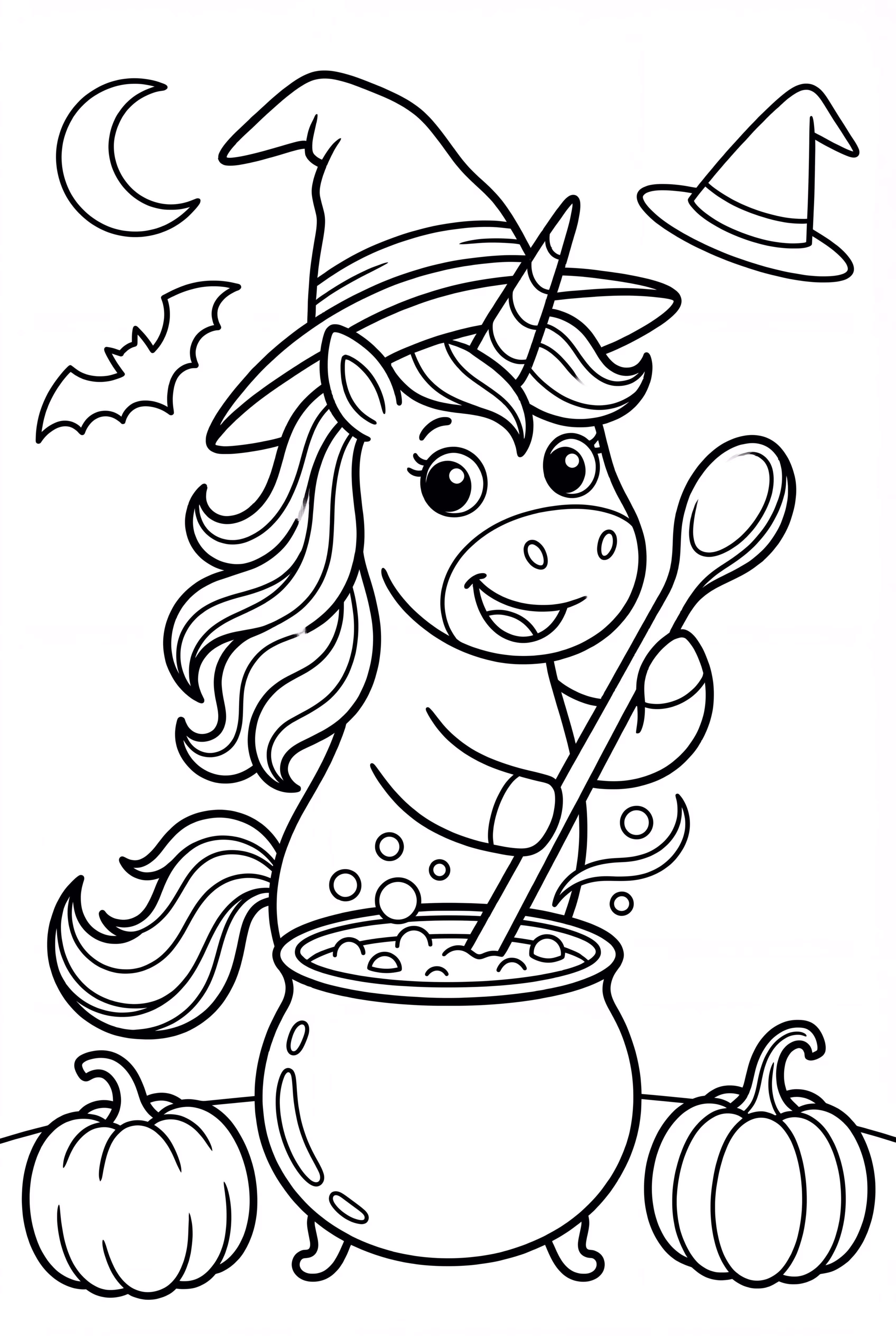 Unicorn Halloween Stirring A Cauldron