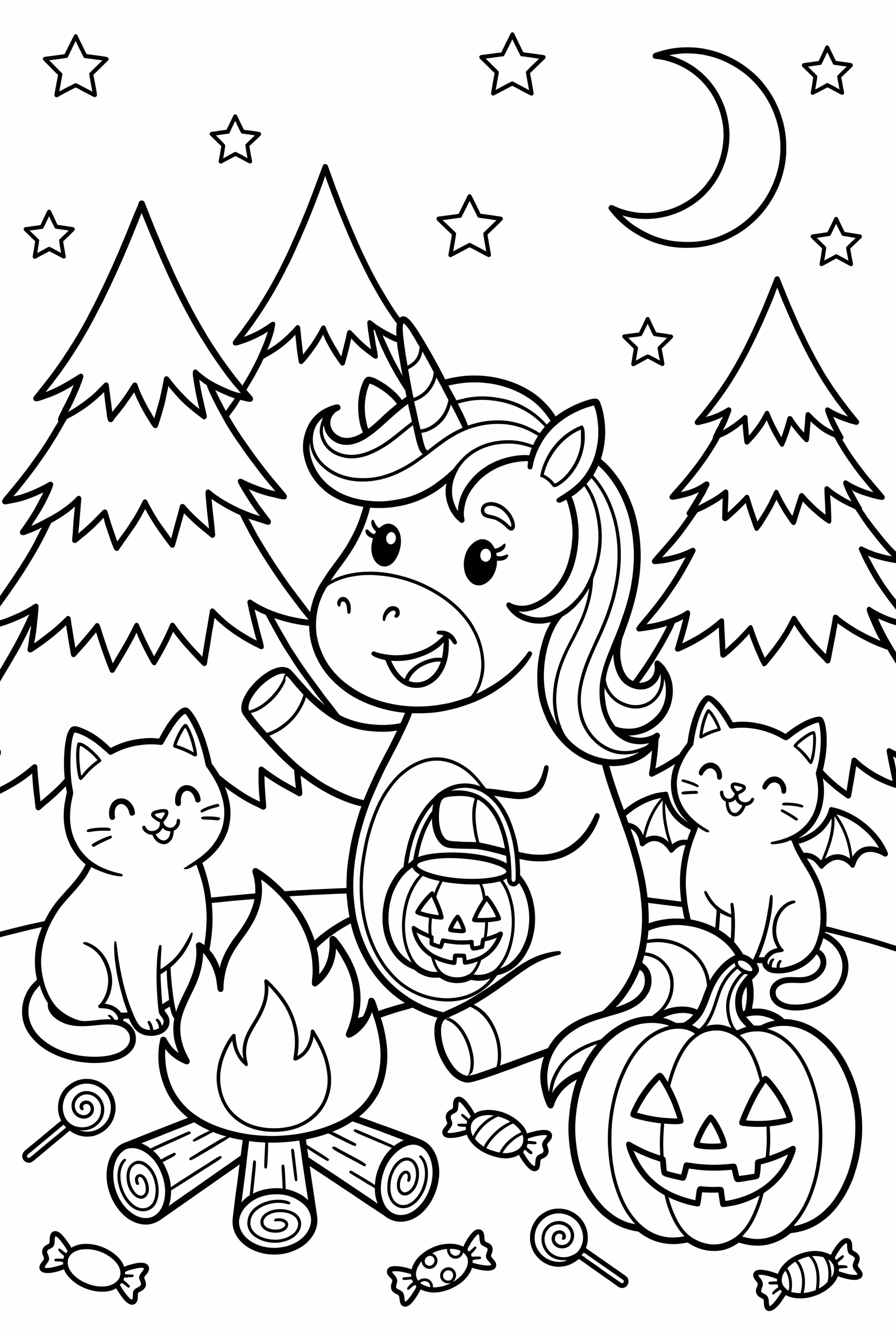 Unicorn Halloween Telling Ghost Stories