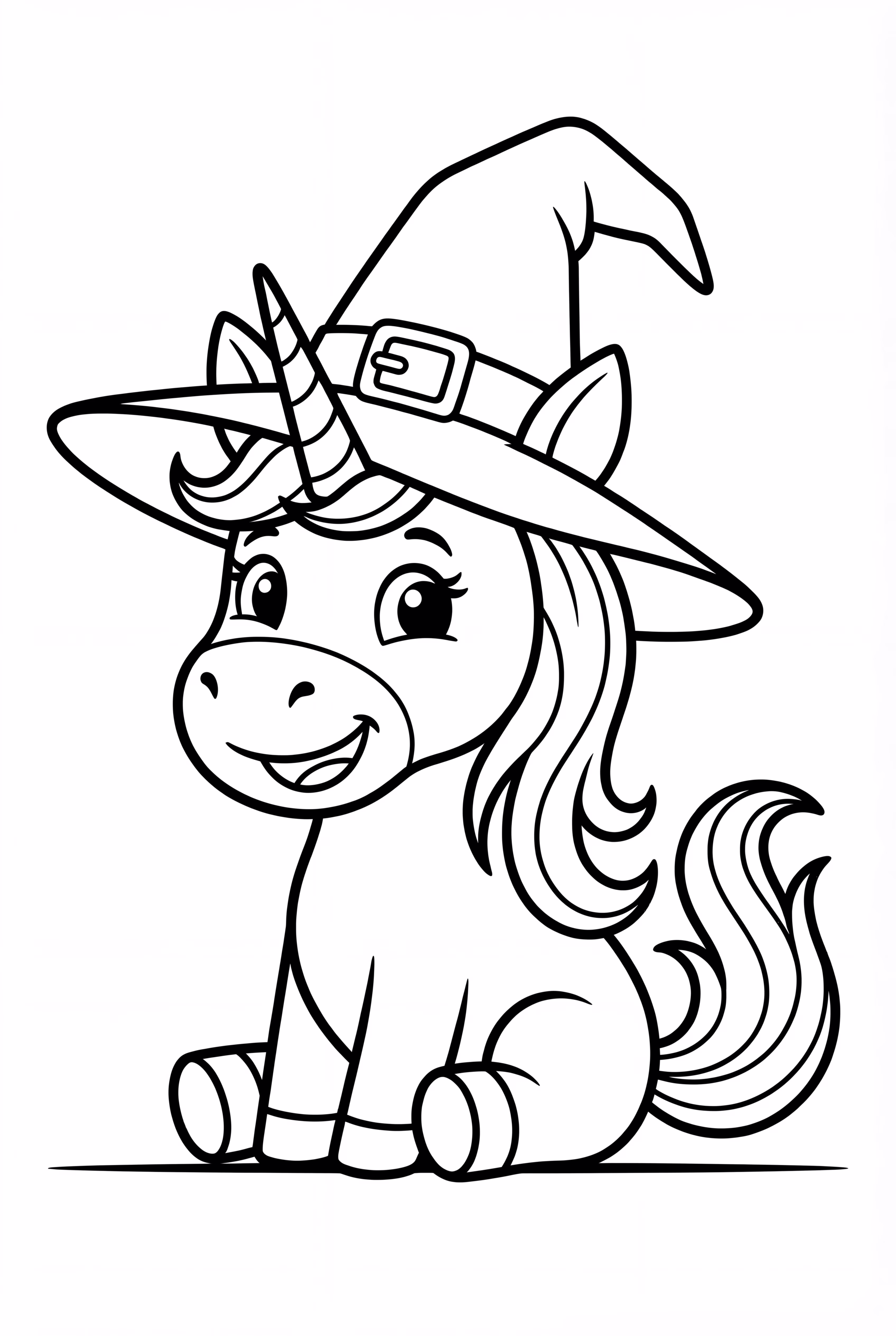 Unicorn Halloween Wearing A Witch Hat