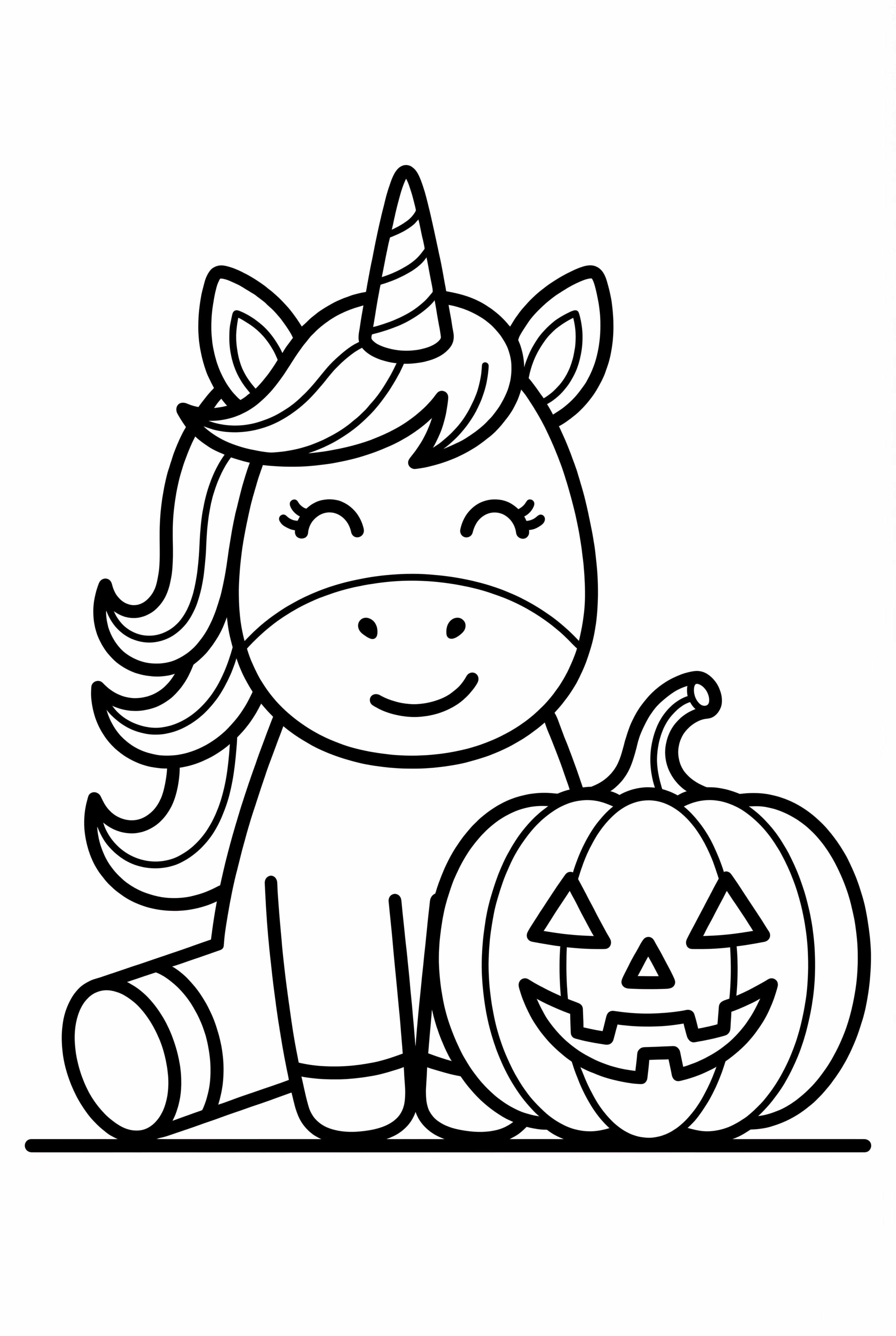 Unicorn Halloween With Jack-O'-Lanterns