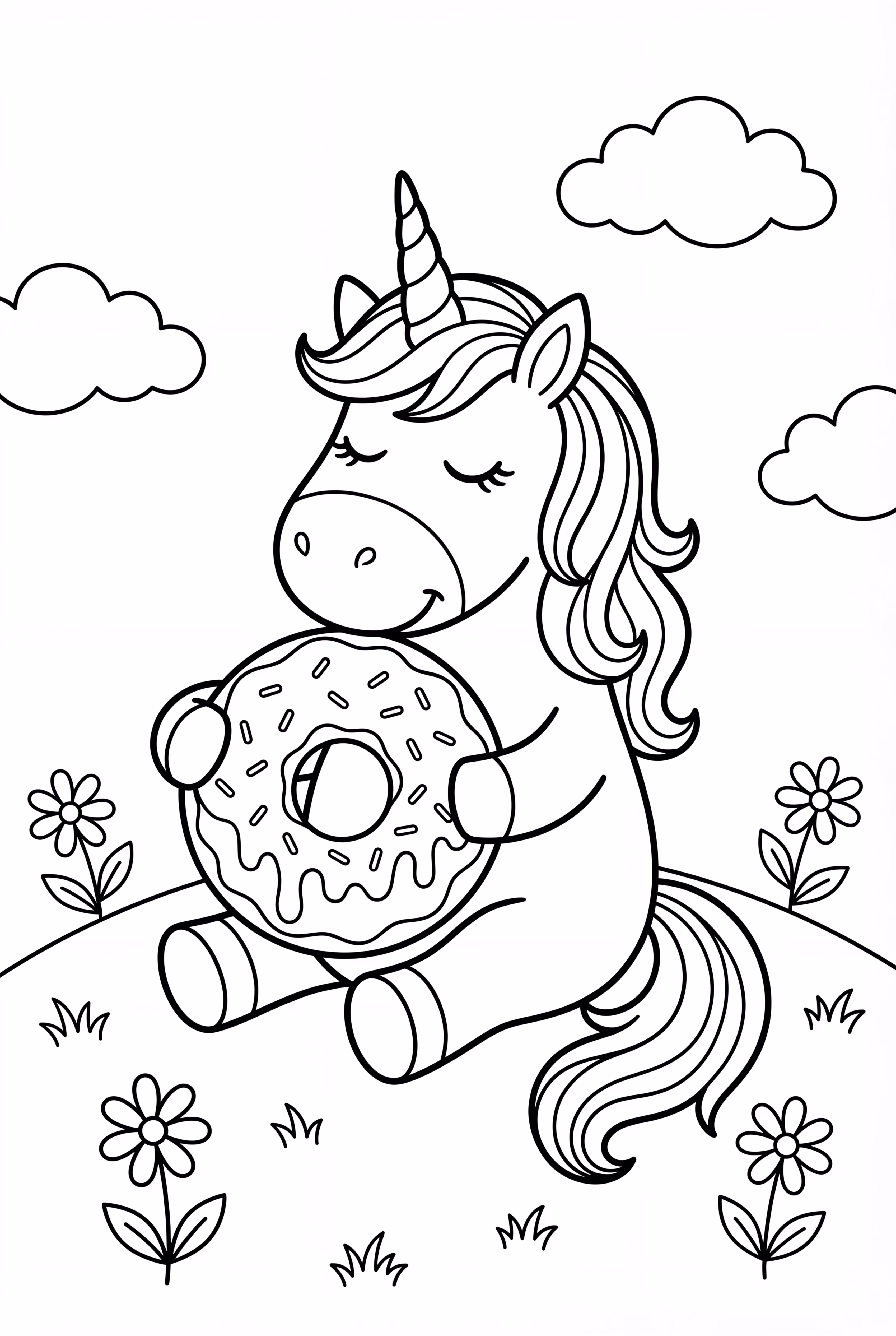 Einhorn mit einem glasierten Donut