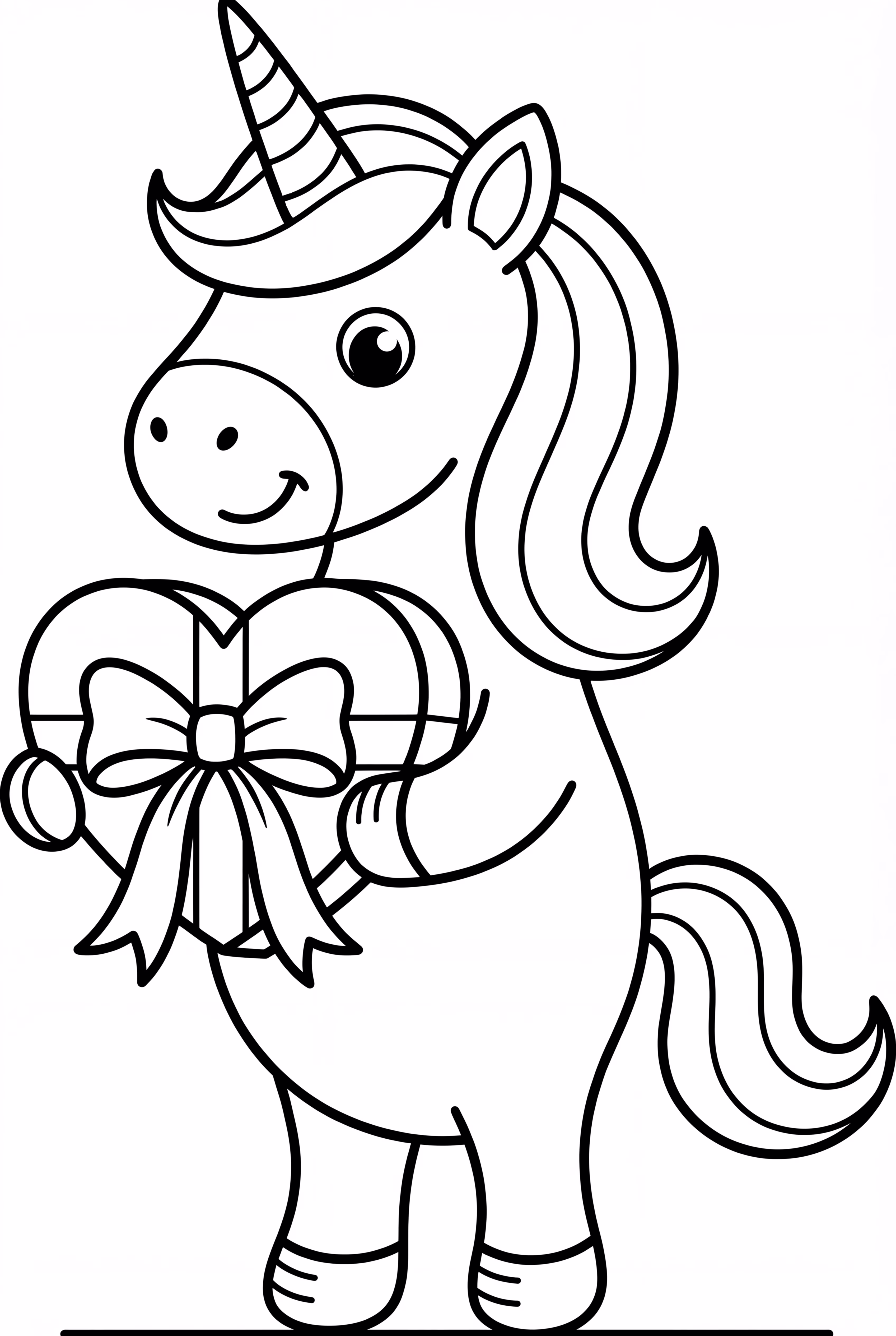 Unicornio Sosteniendo Regalo de San Valentín en Forma de Corazón