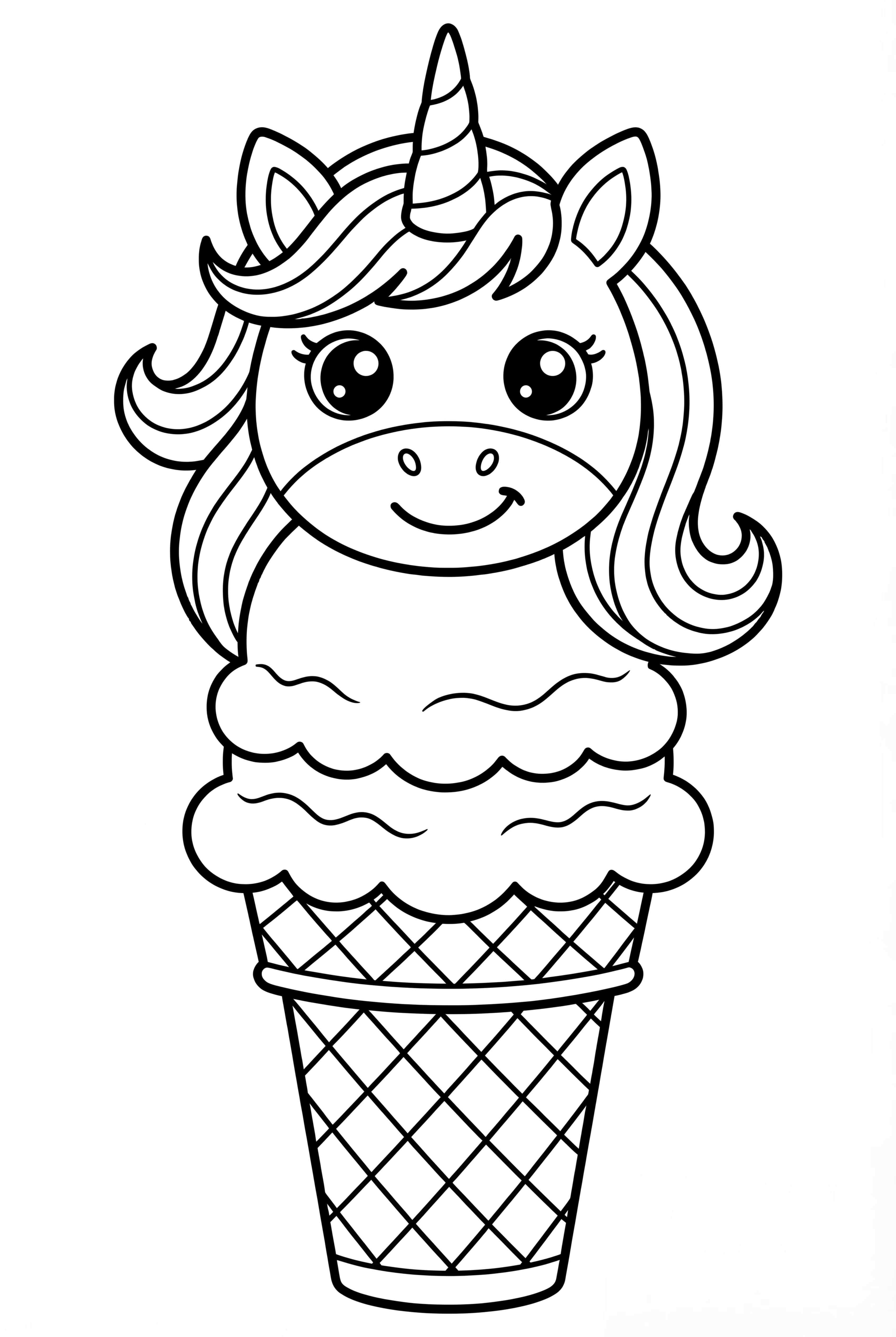 Unicorn Ice Cream Cone With Waffle