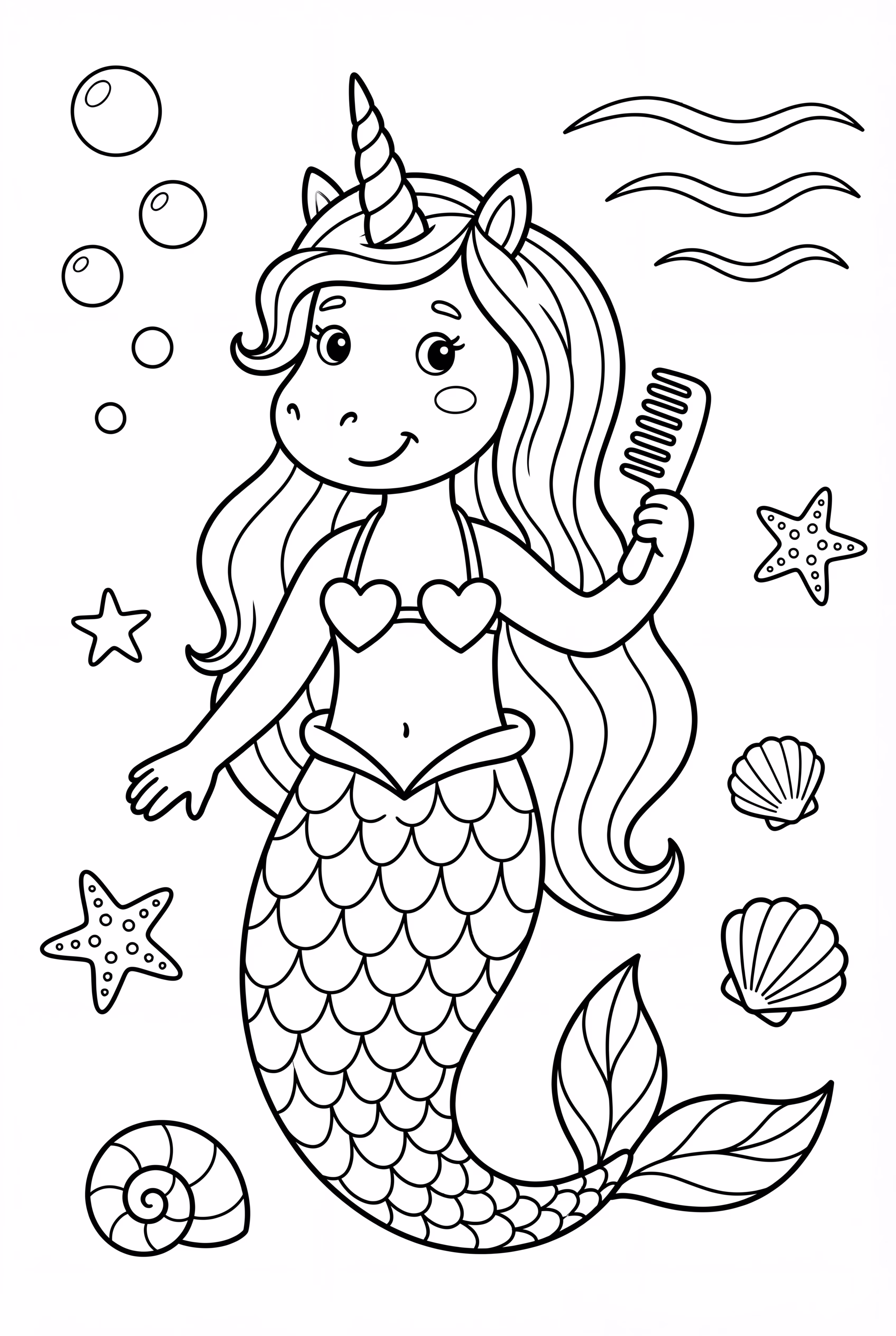 Unicórnio Sereia Penteando Cabelo Arco-Íris