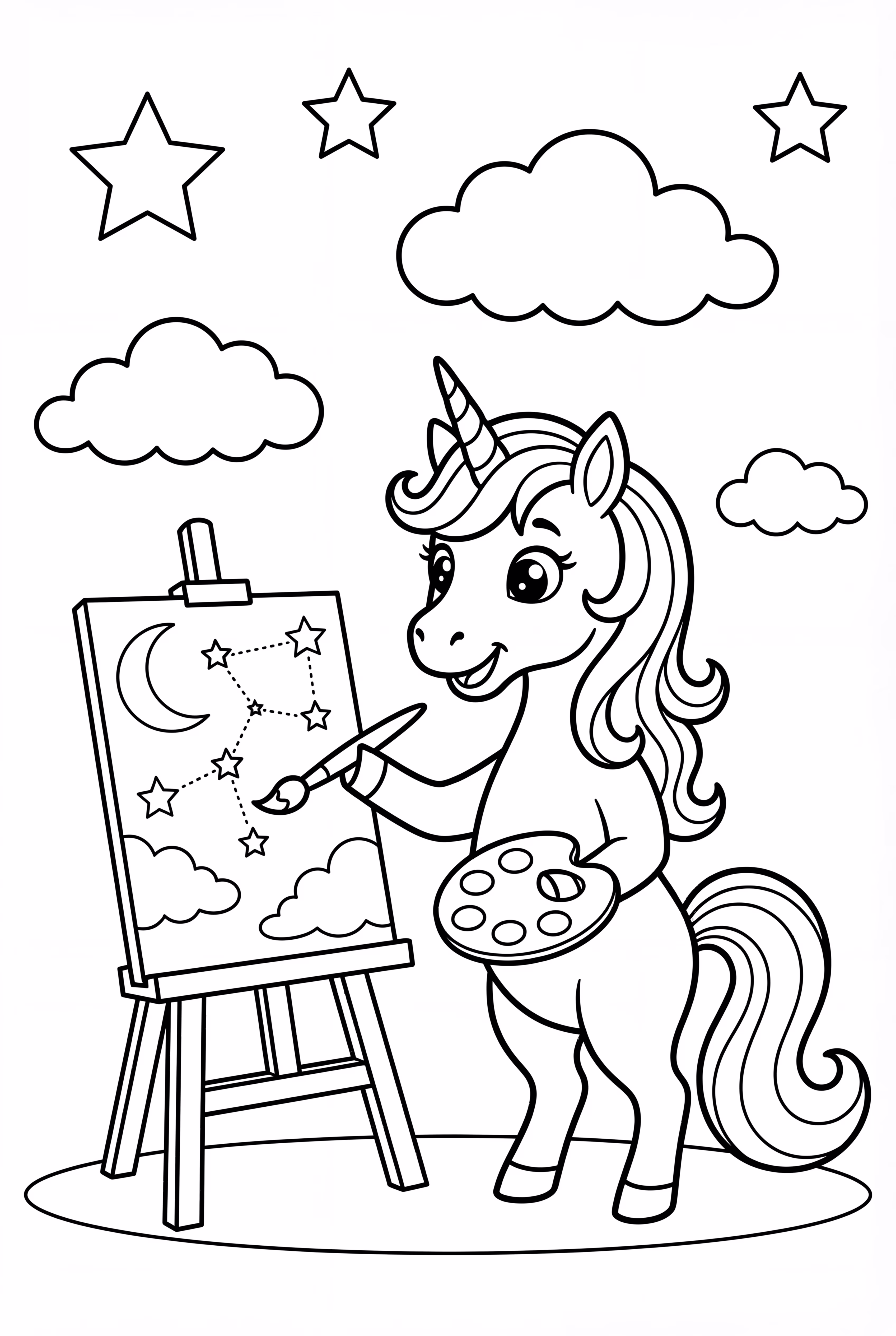独角兽绘画星空