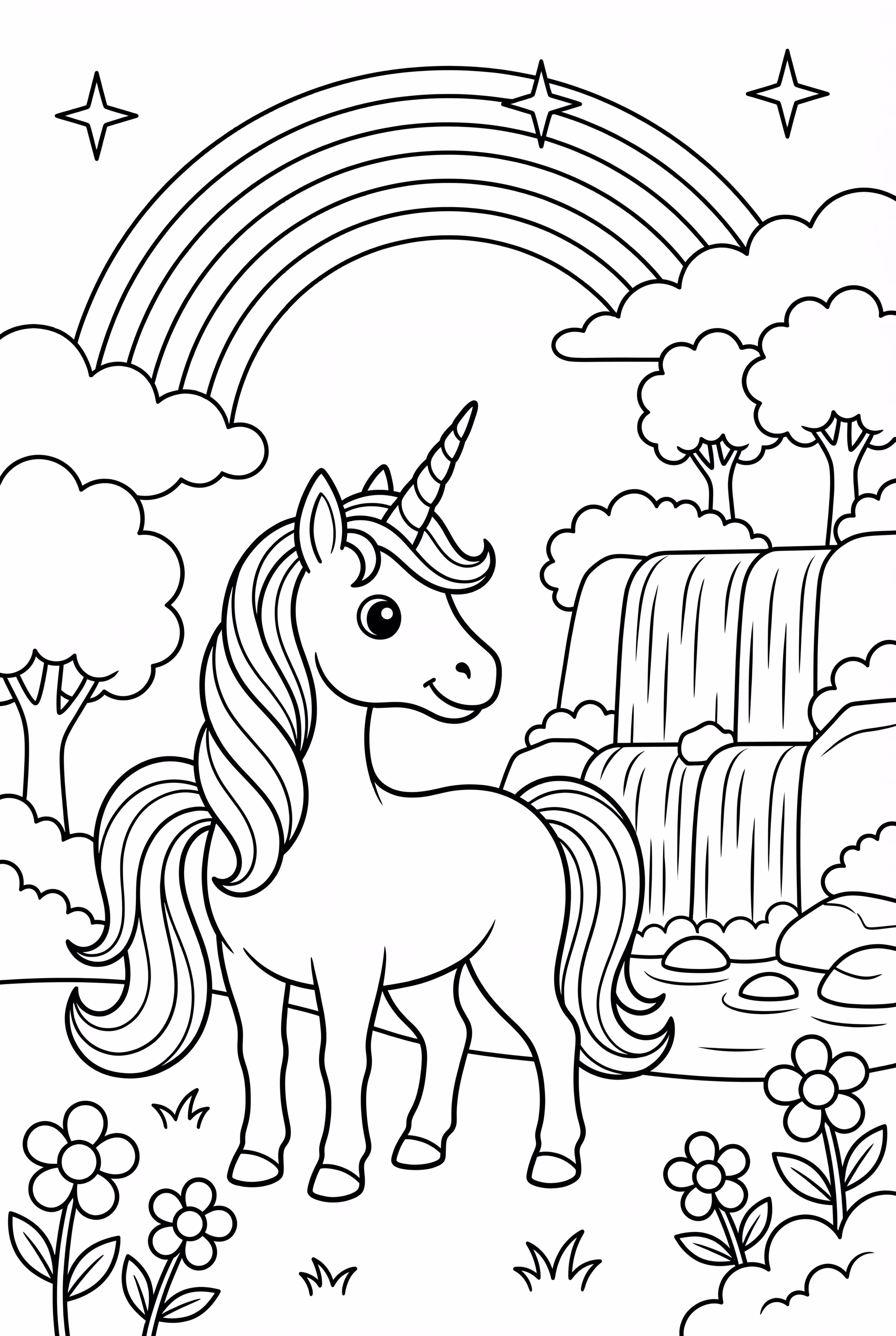 独角兽彩虹与瀑布