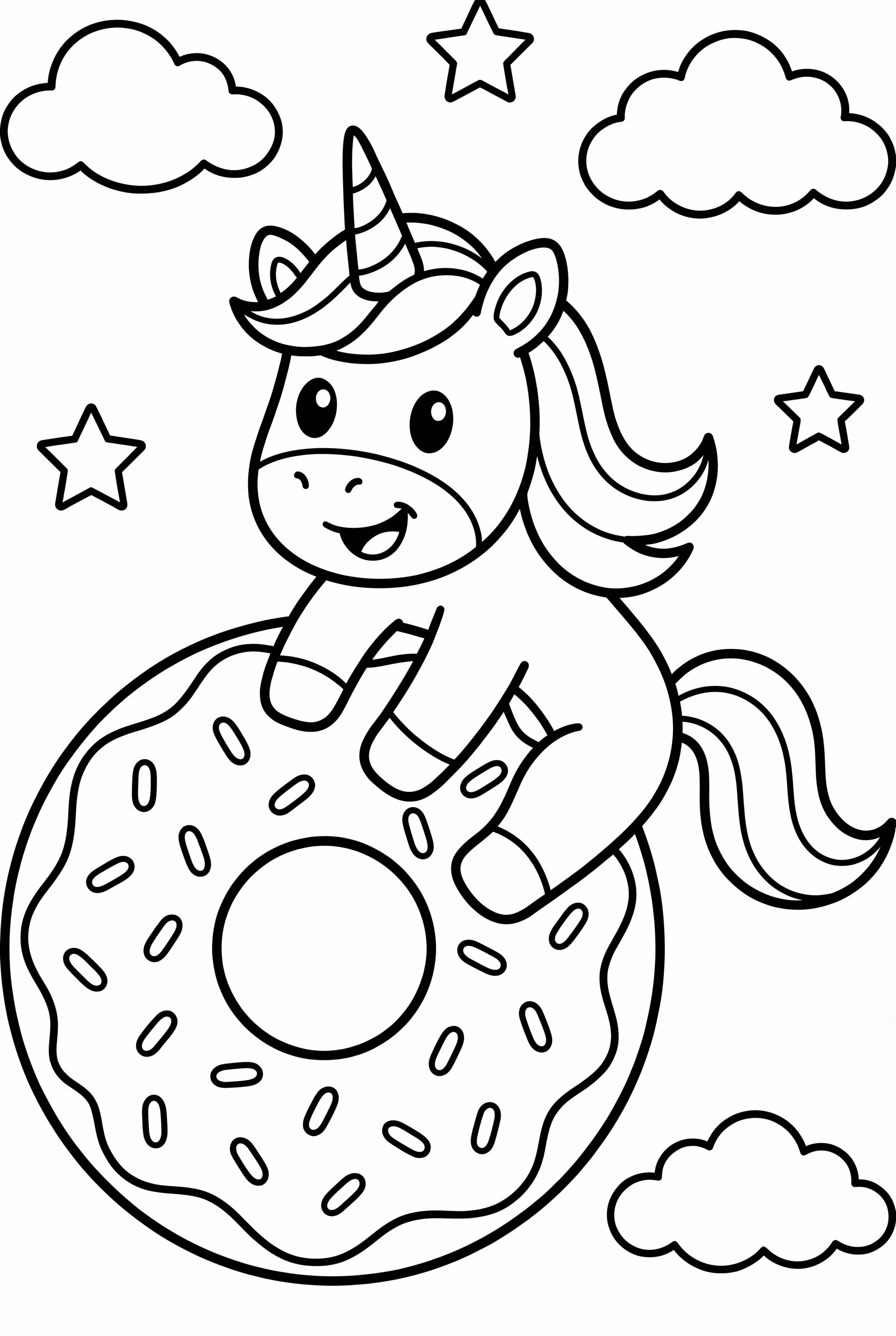 Unicorn Riding A Giant Donut