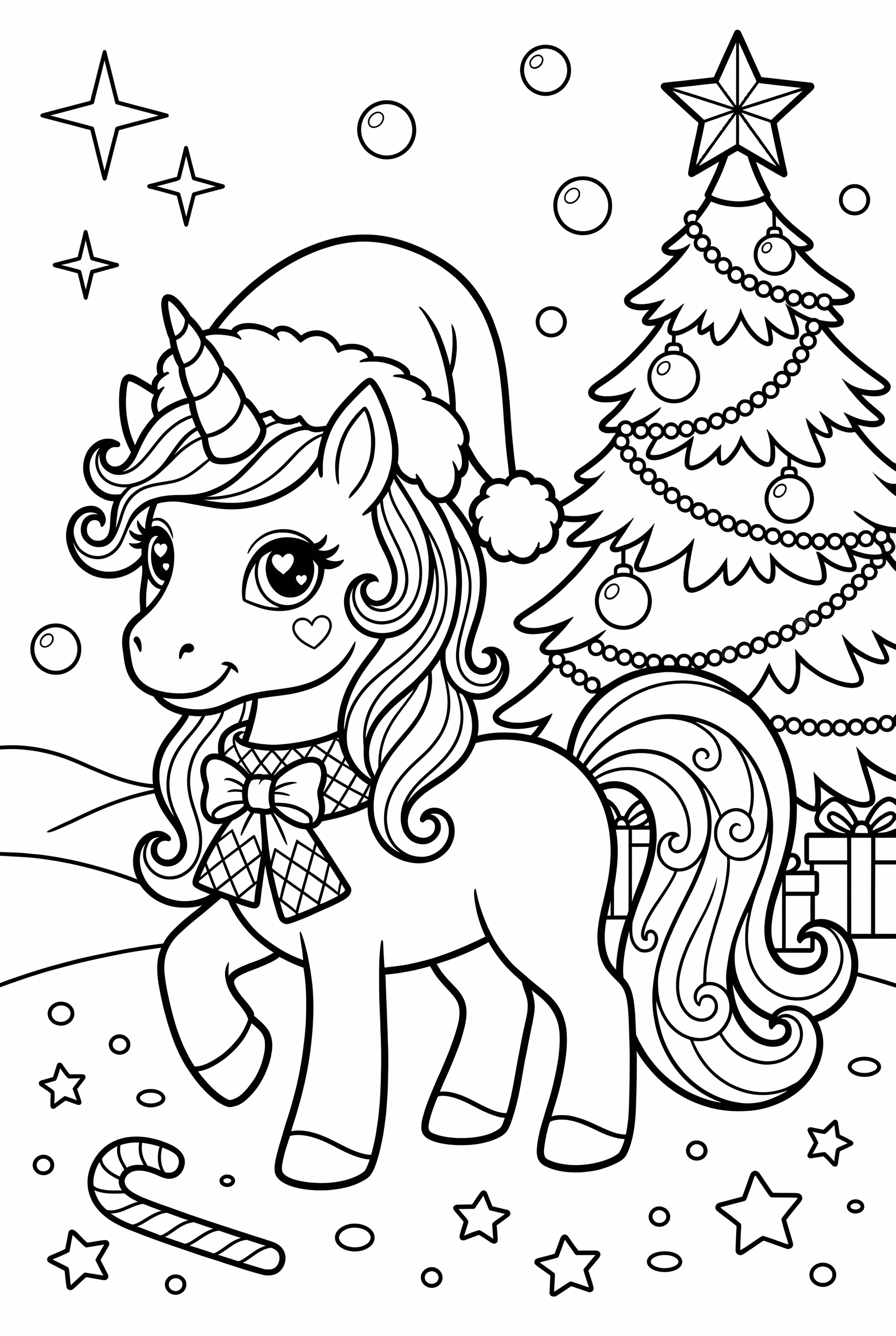 unicorn wearing a christmas hat