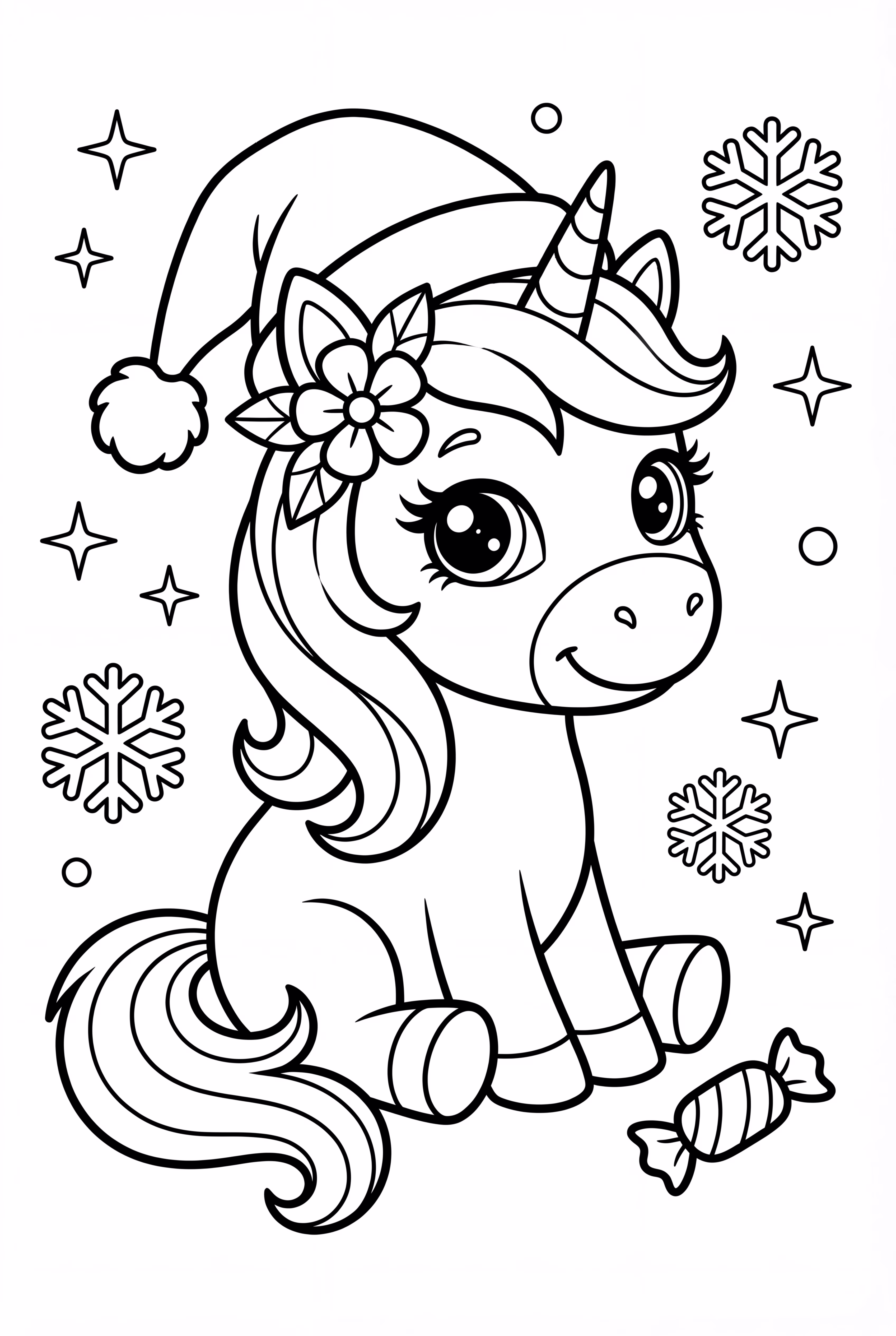 unicorn wearing a christmas hat