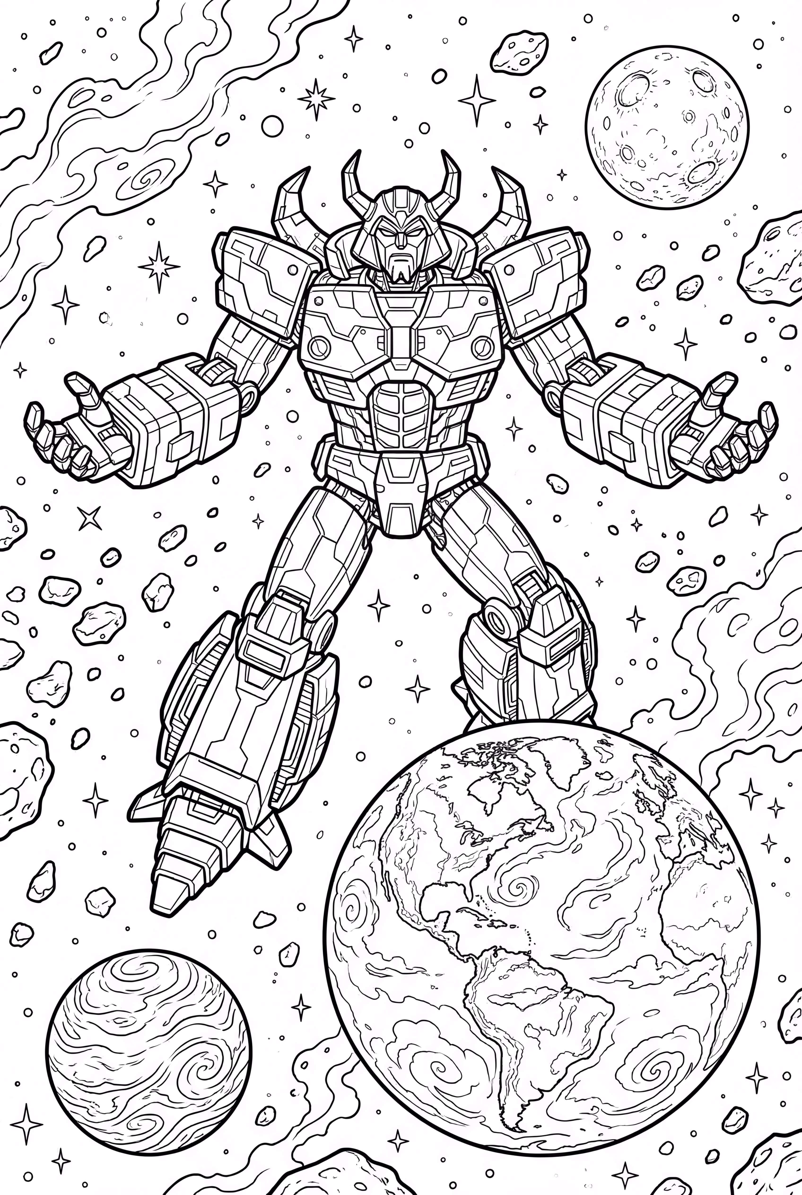 Unicron Transformers Hovering Above Earth