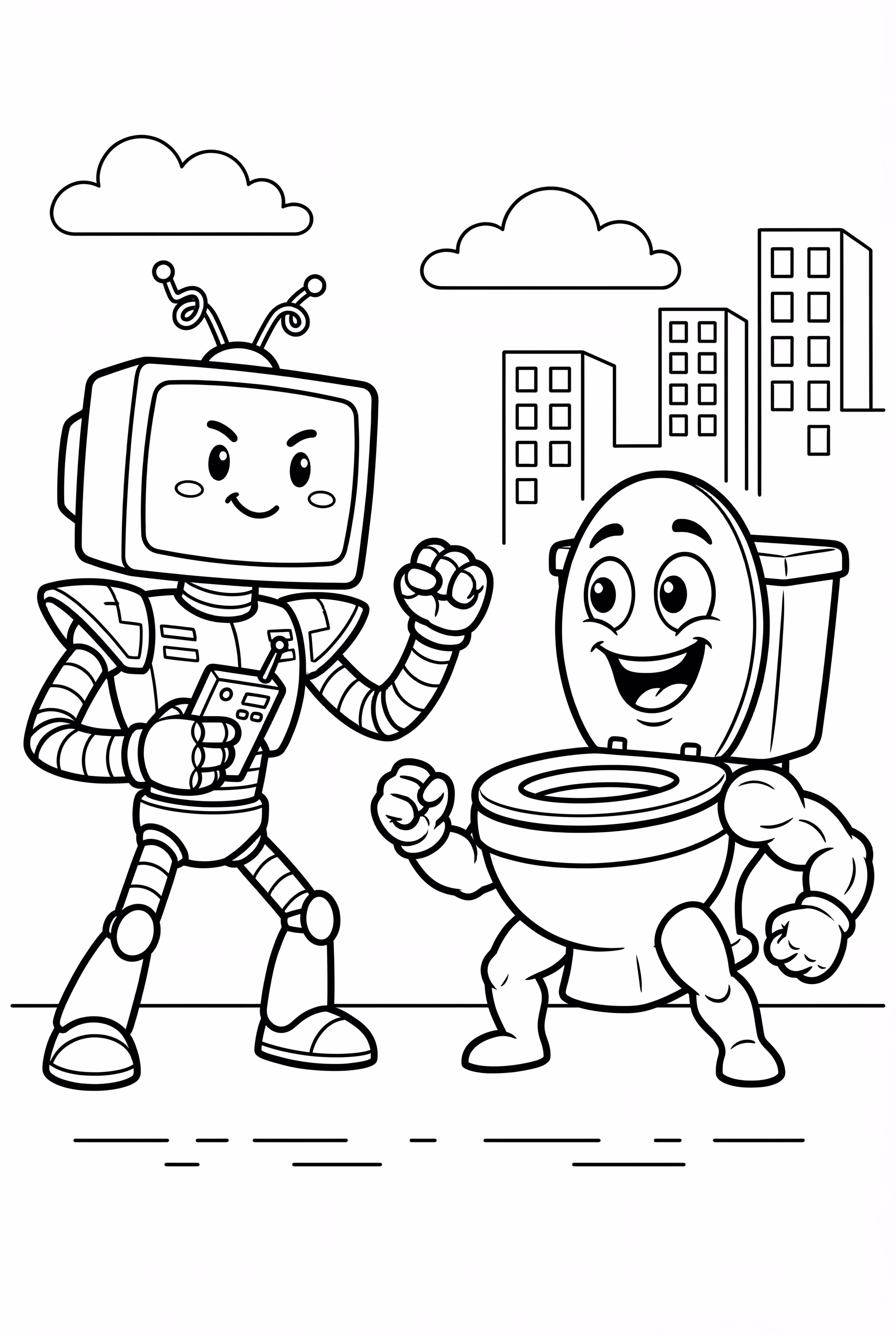 Homme Titan TV amélioré combat une toilette géante Skibidi