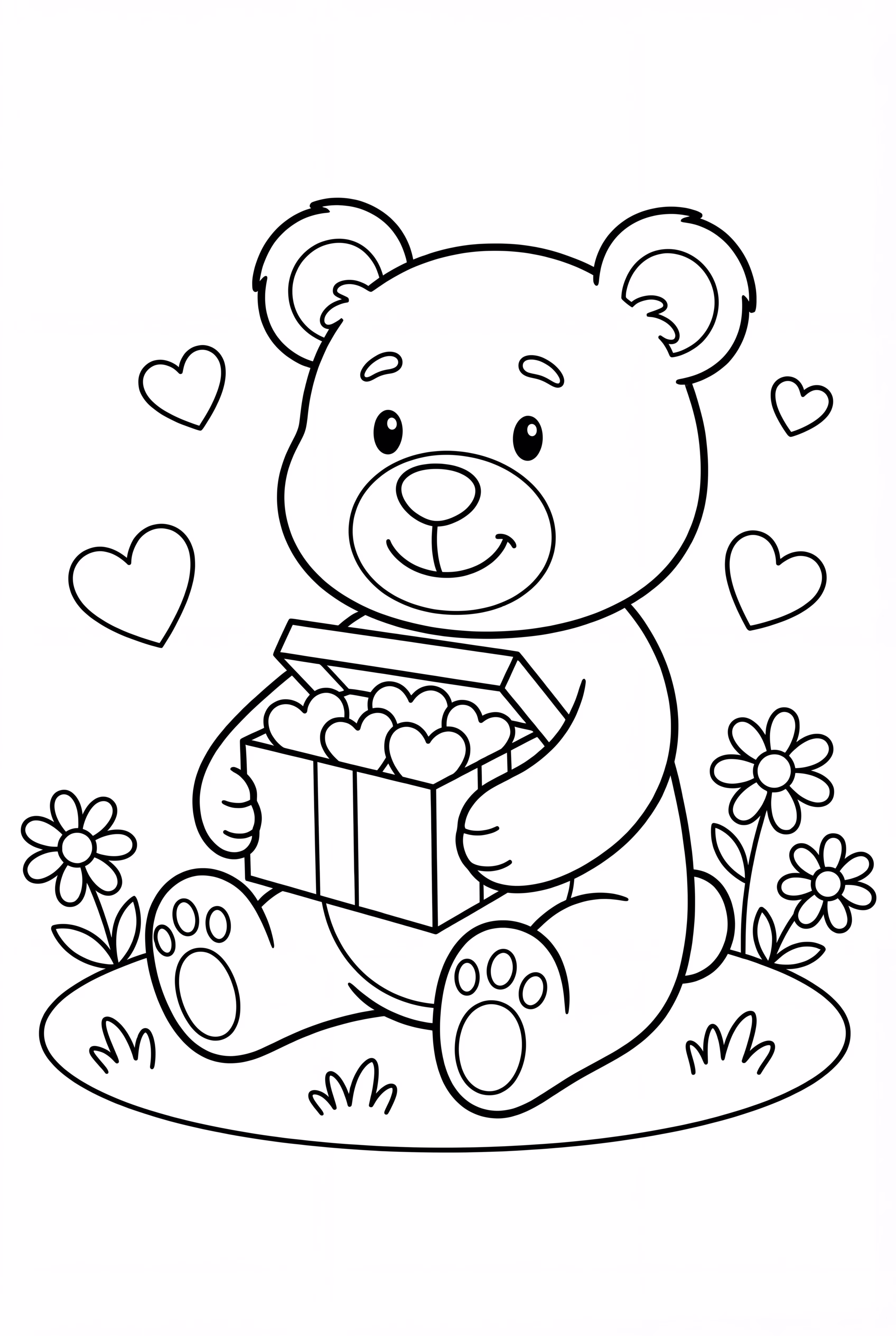 Valentine Teddy Bear With A Box Of Hearts