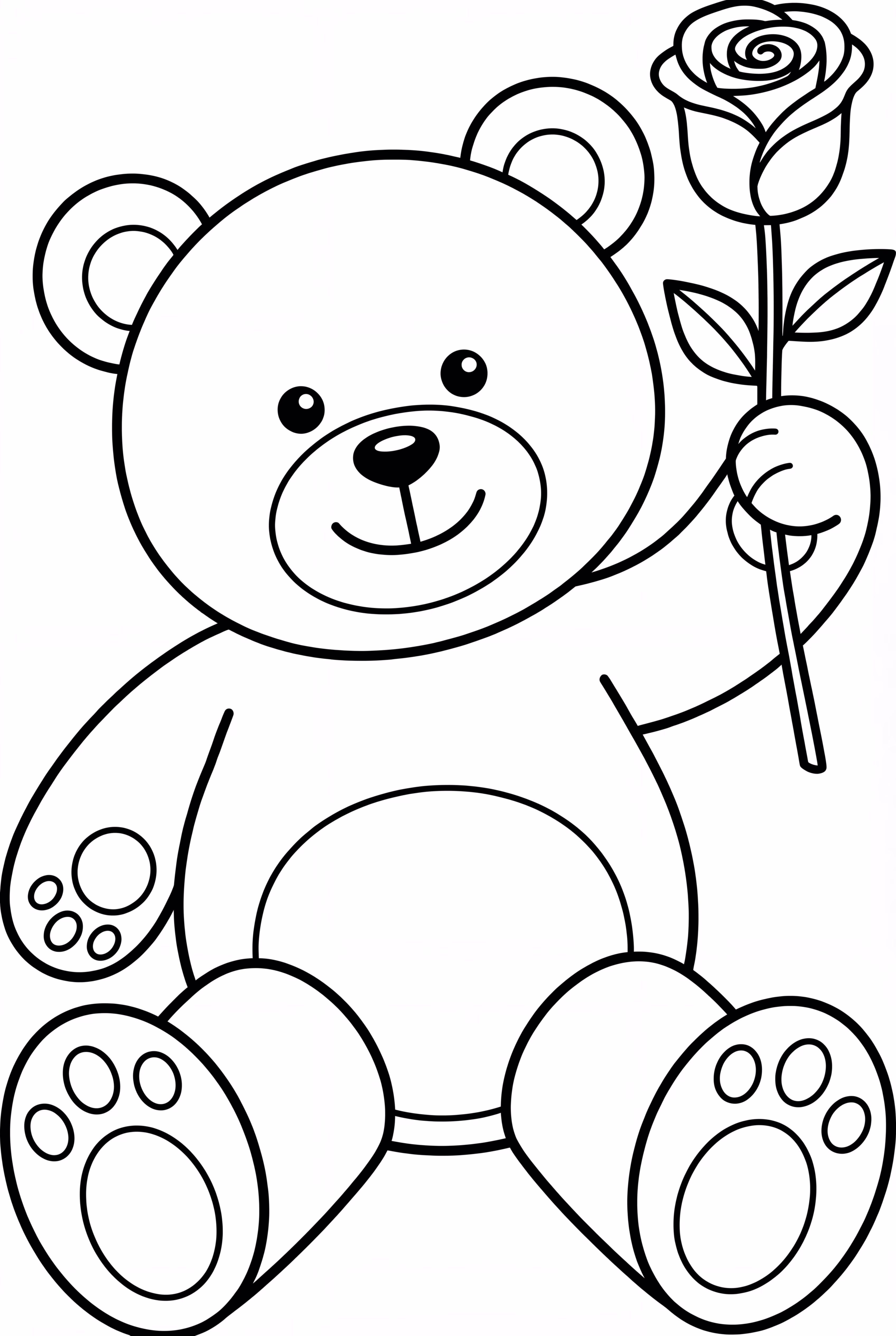 Valentine Teddy Bear With One Rose