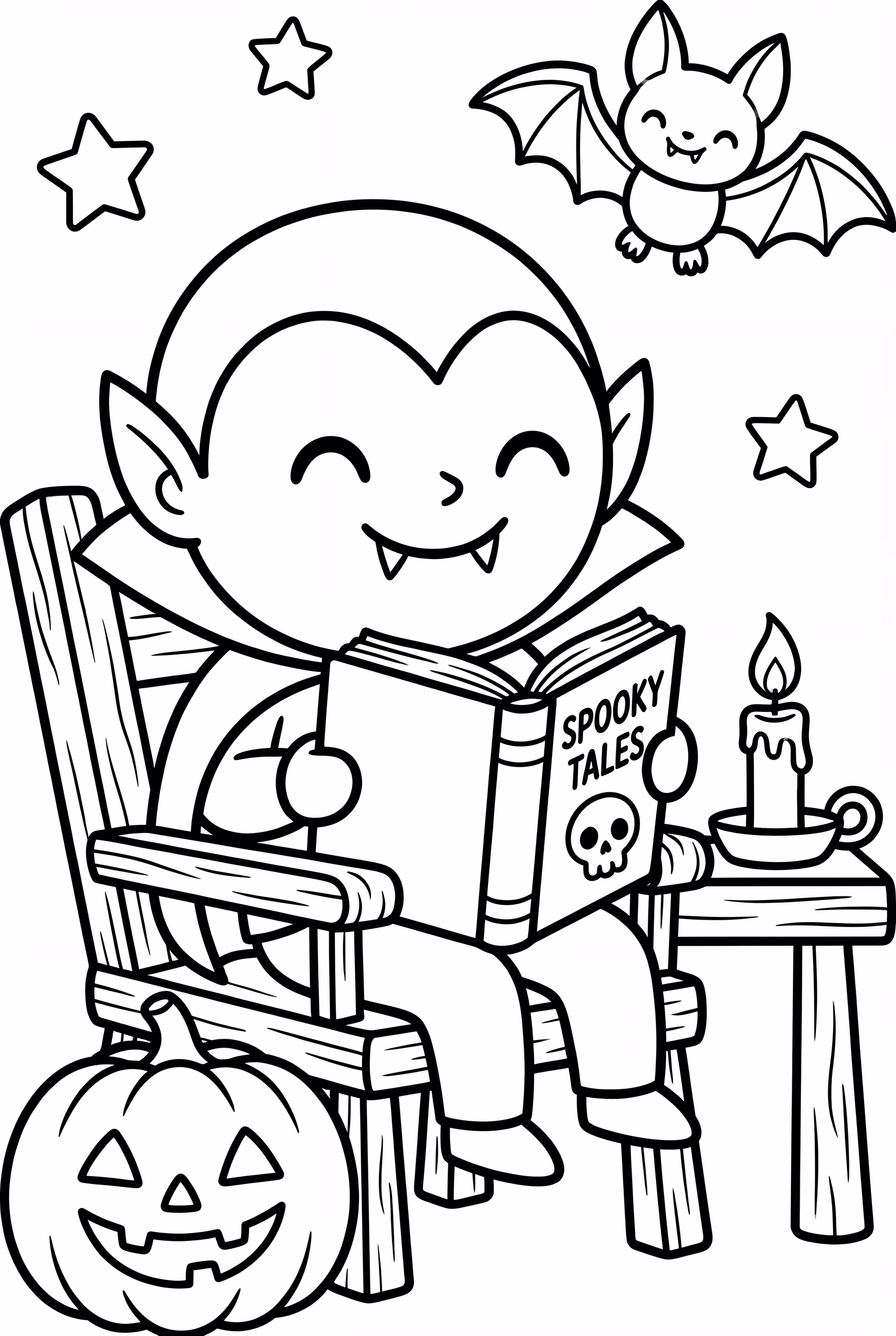 Vampire Reading A Spooky Book