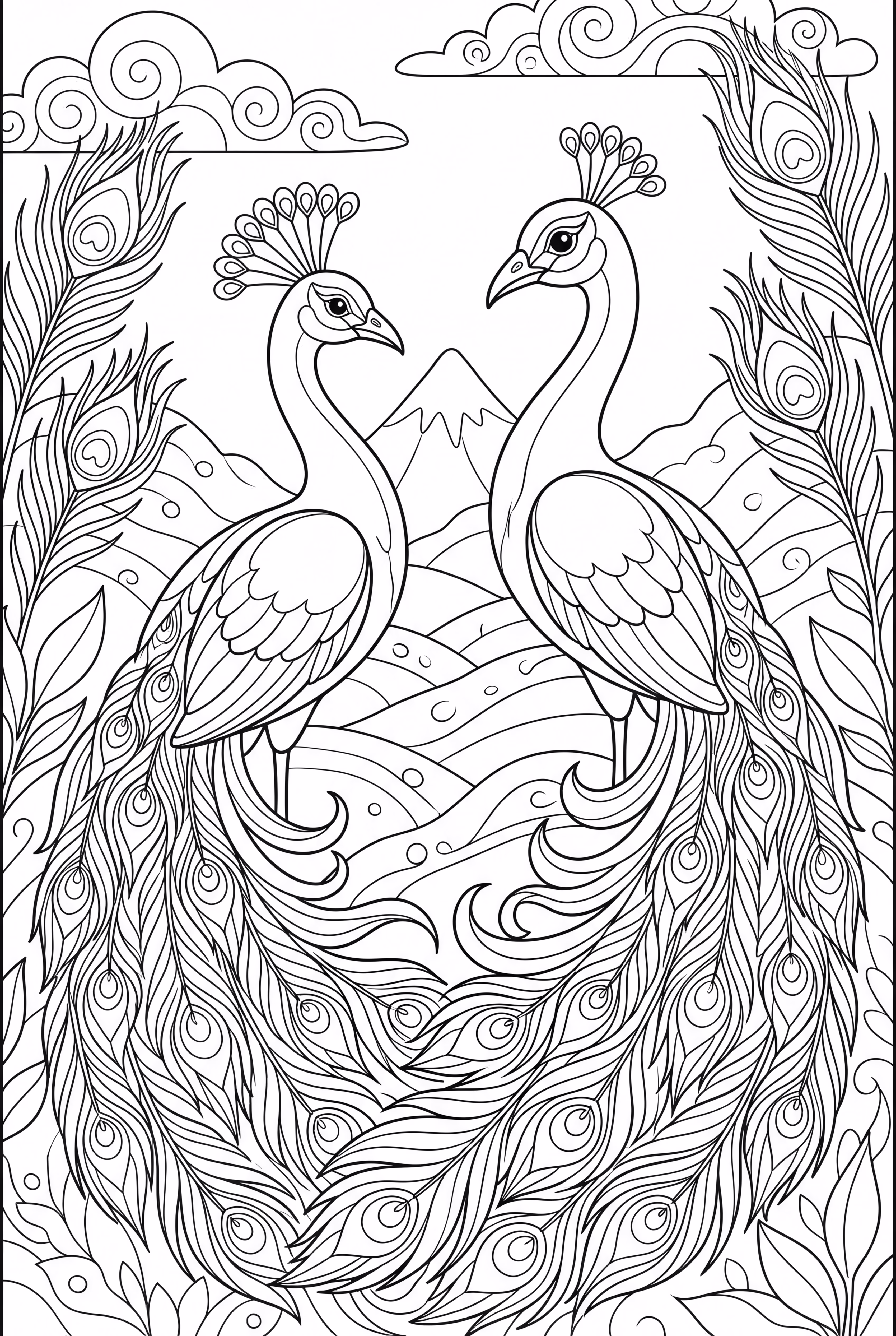 plumas vibrantes de pavo real