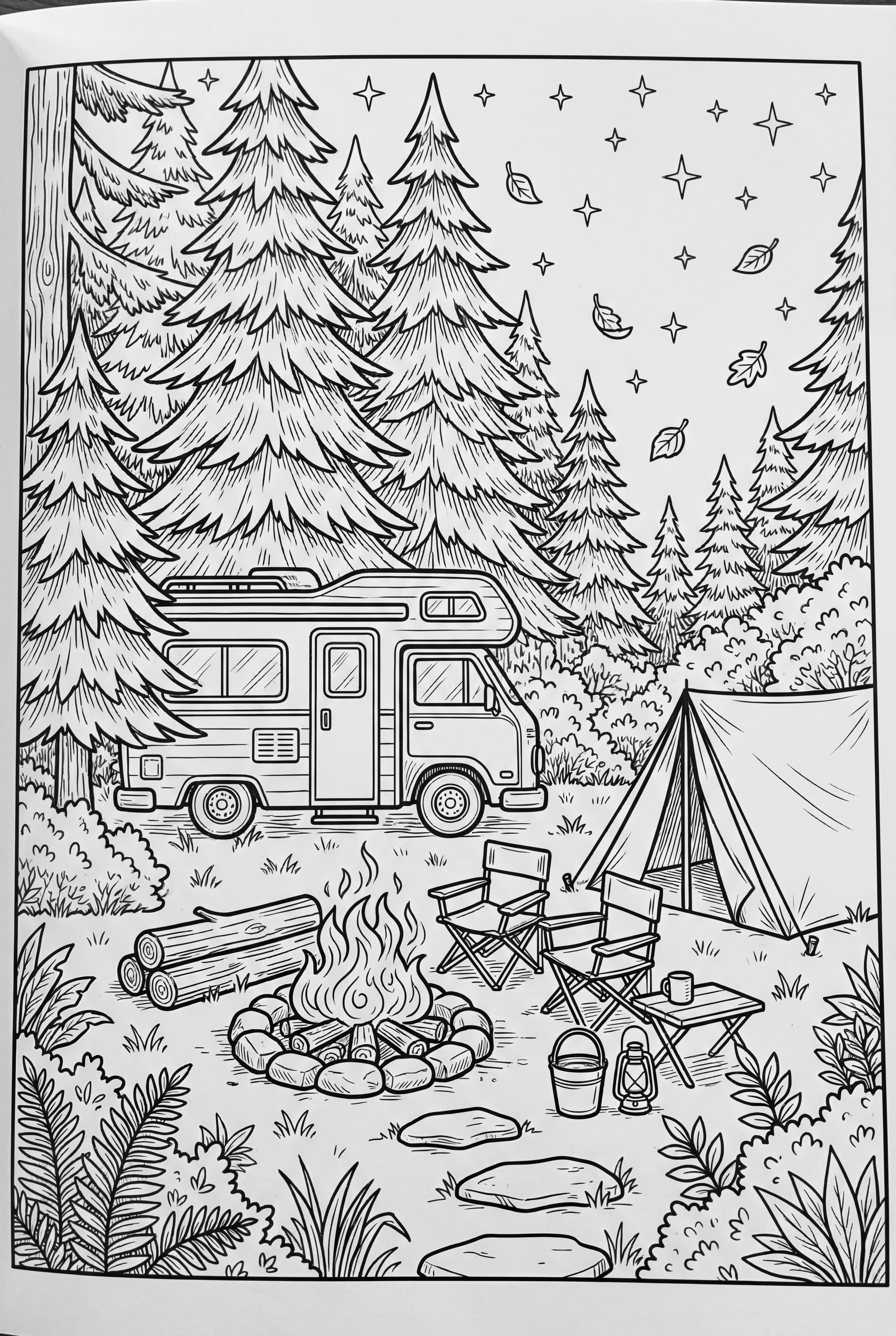 Vintage Camper Van Under Stars-2