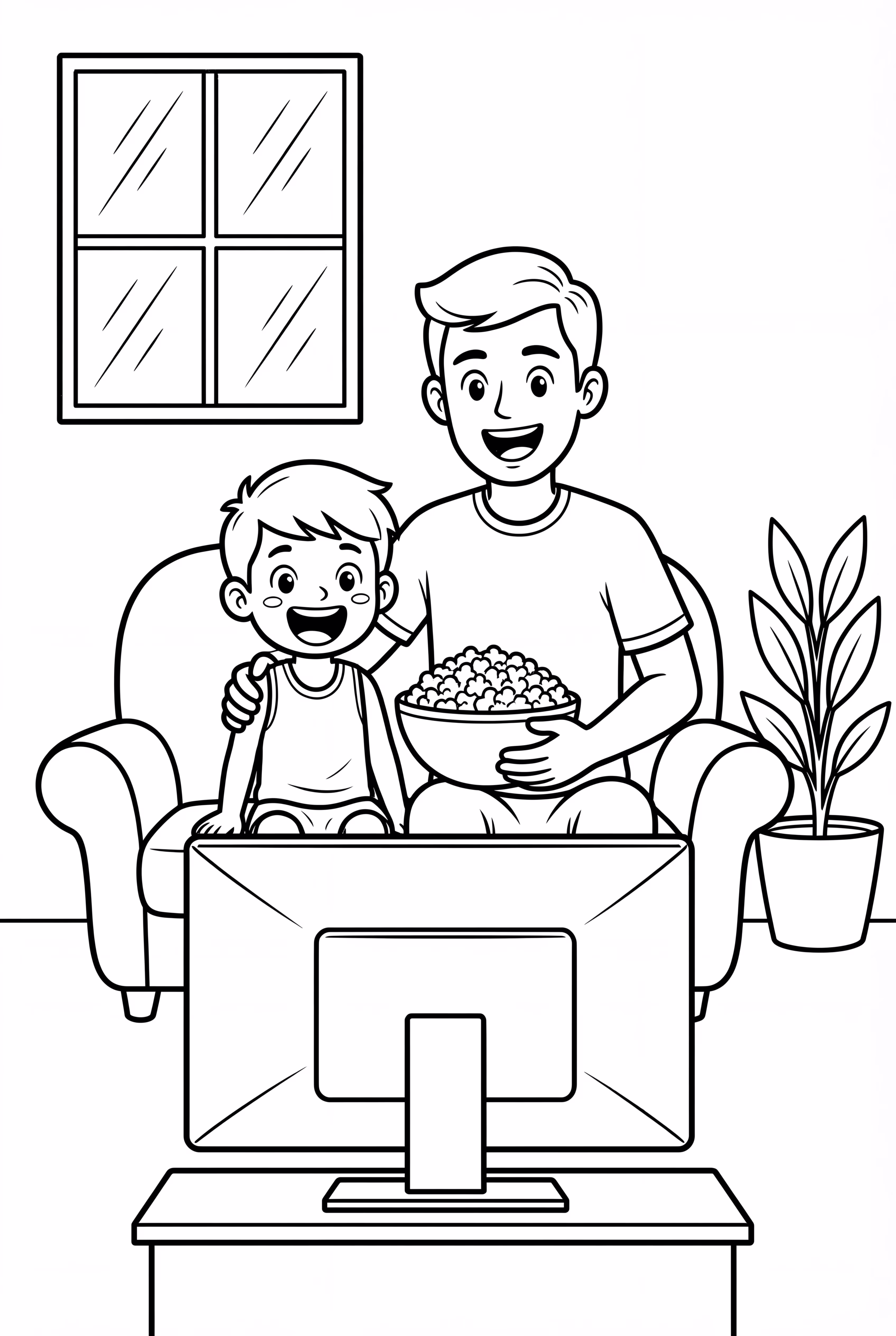 Watching A Fathers Day Movie With Popcorn