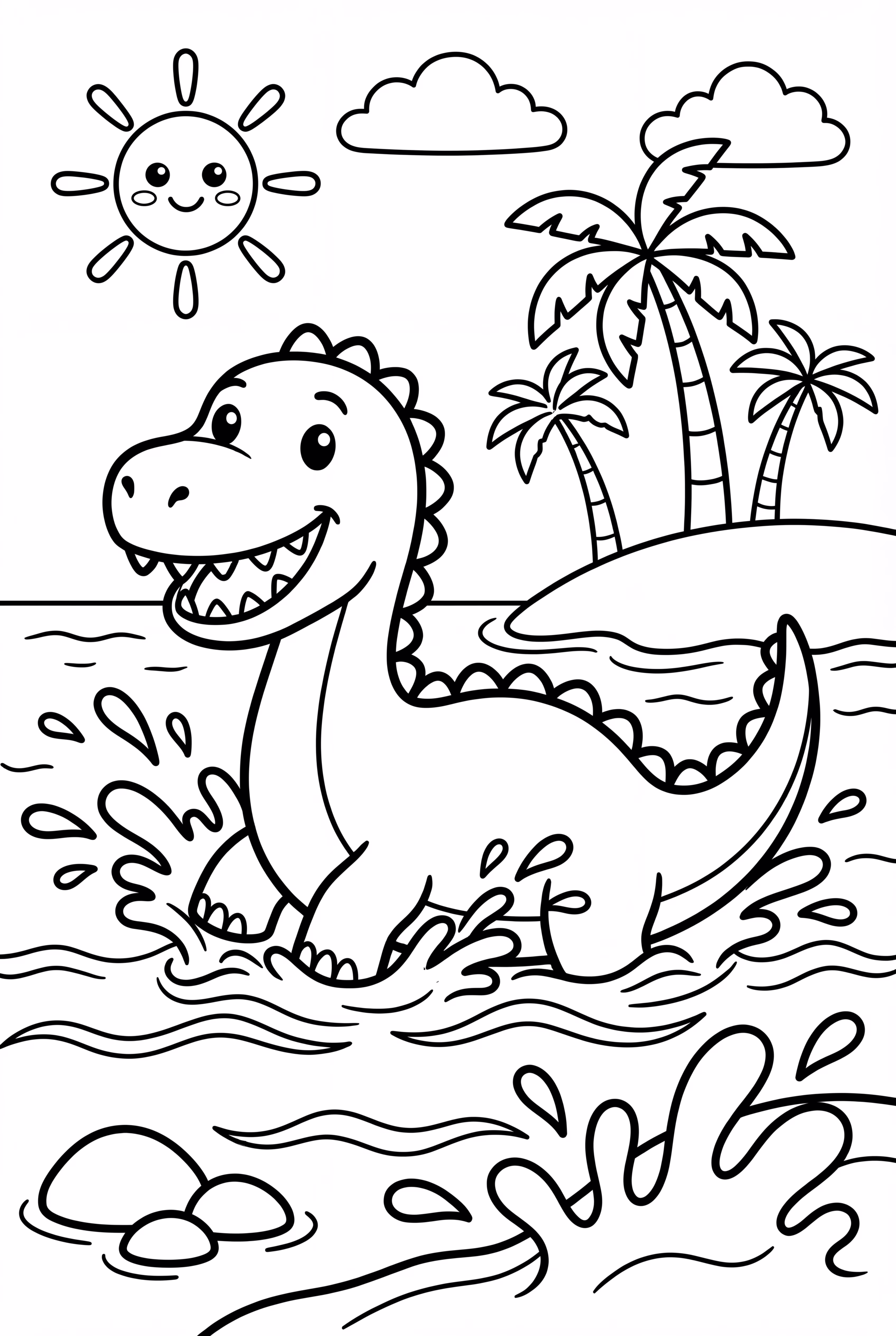 Water Dinosaur Splashing Waves