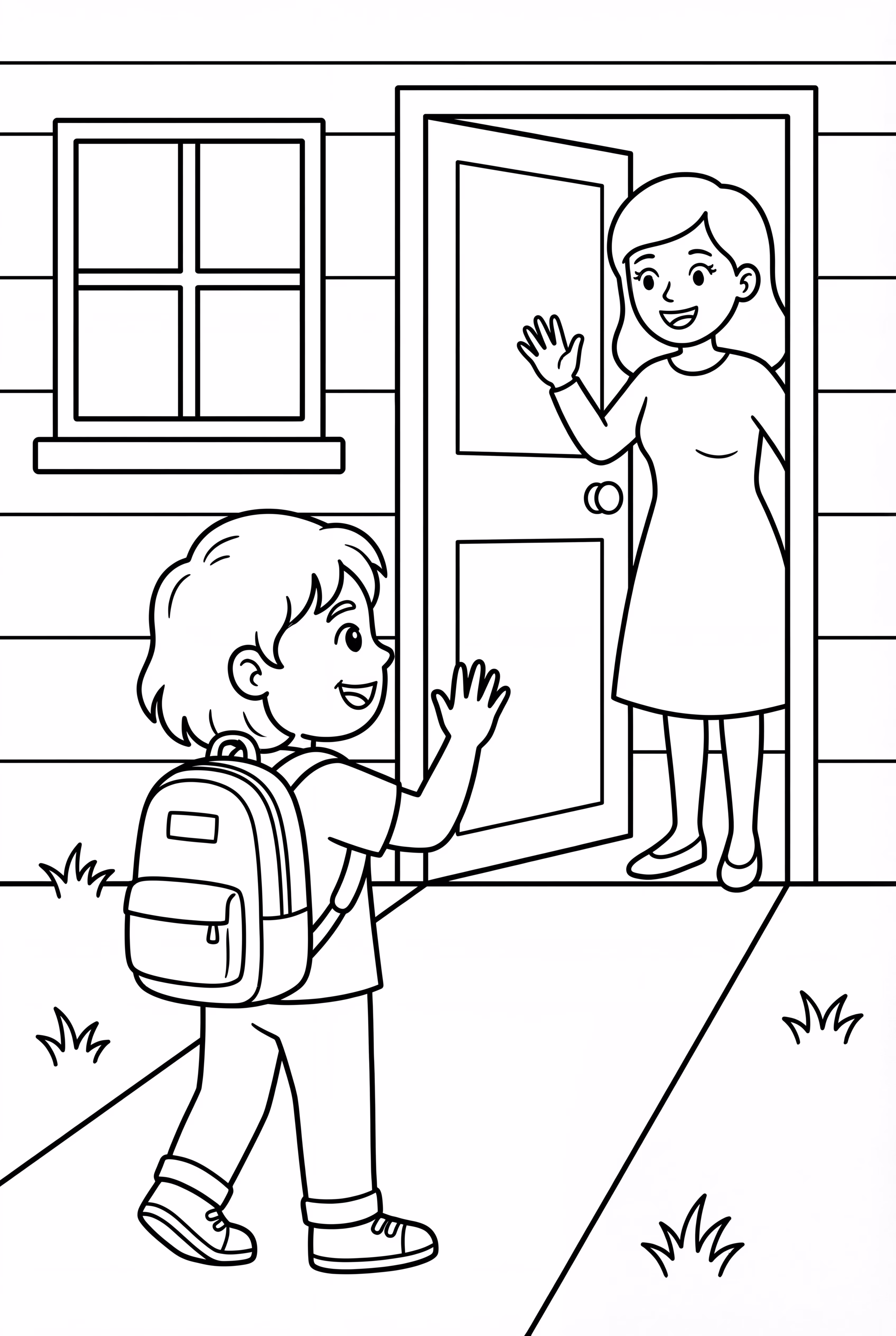 向妈妈挥手告别返校