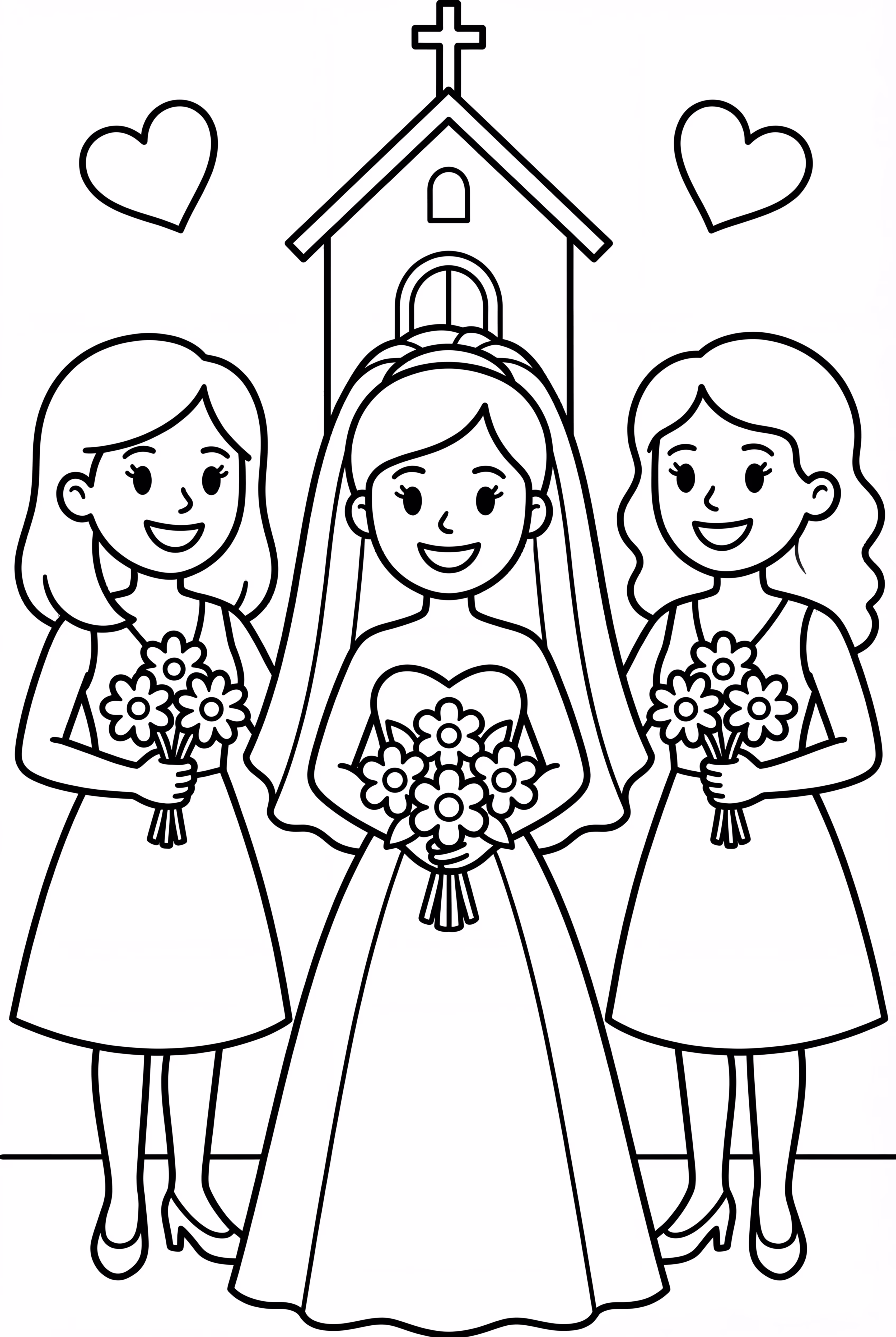 Wedding Bride With Her Bridesmaids