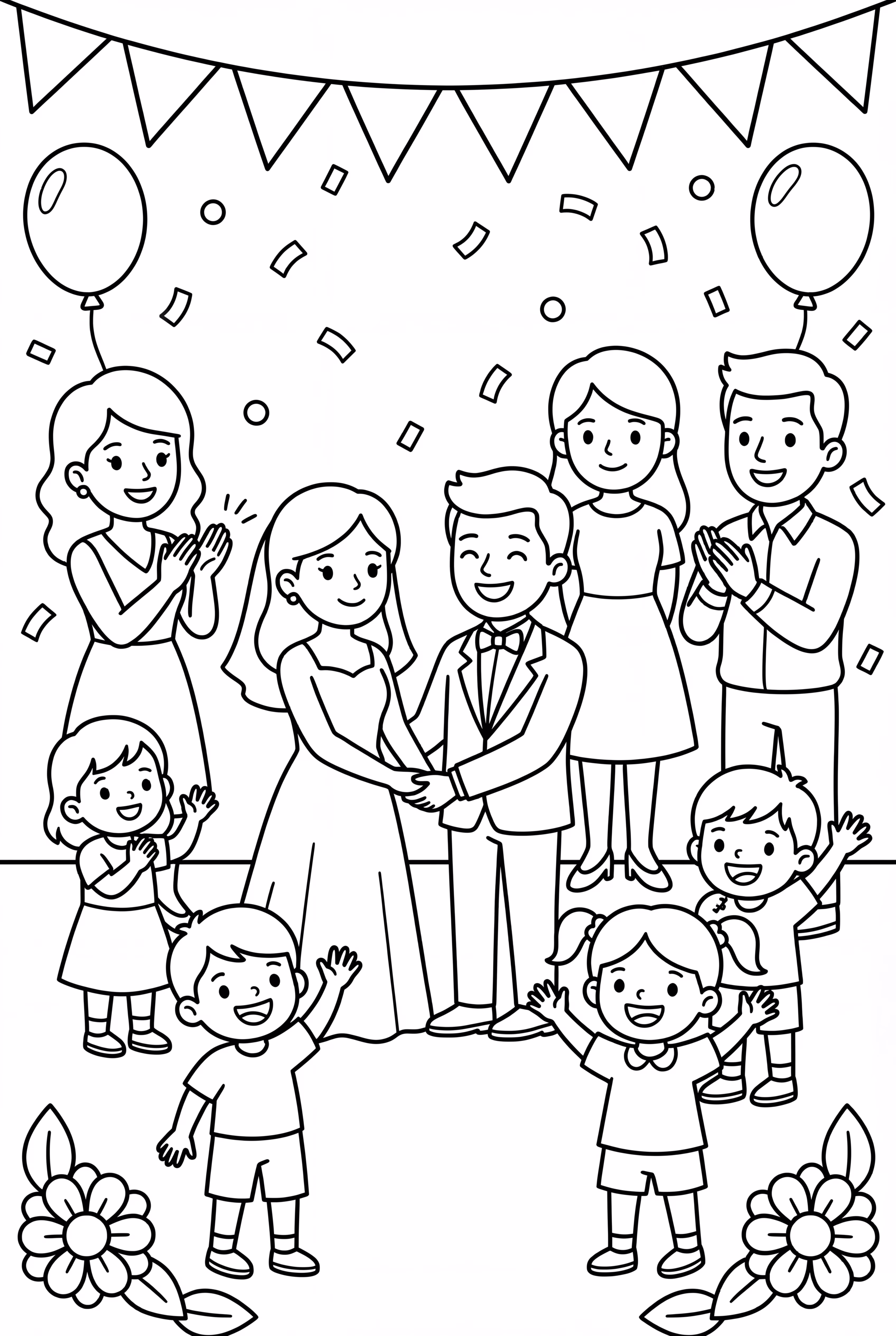 Invitados de boda animando a la pareja