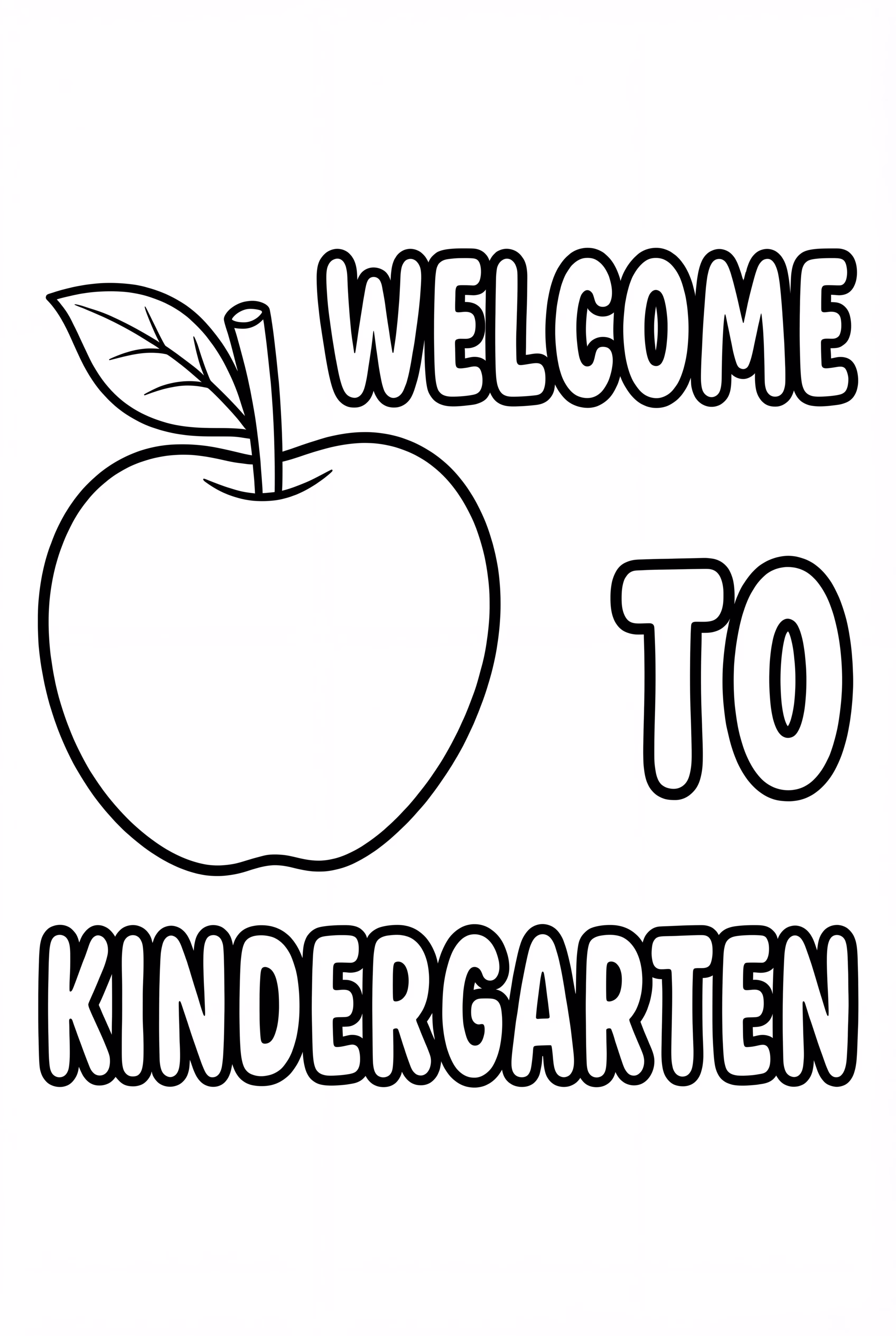 유치원에 오신 것을 환영합니다 그리고 큰 빨간 사과