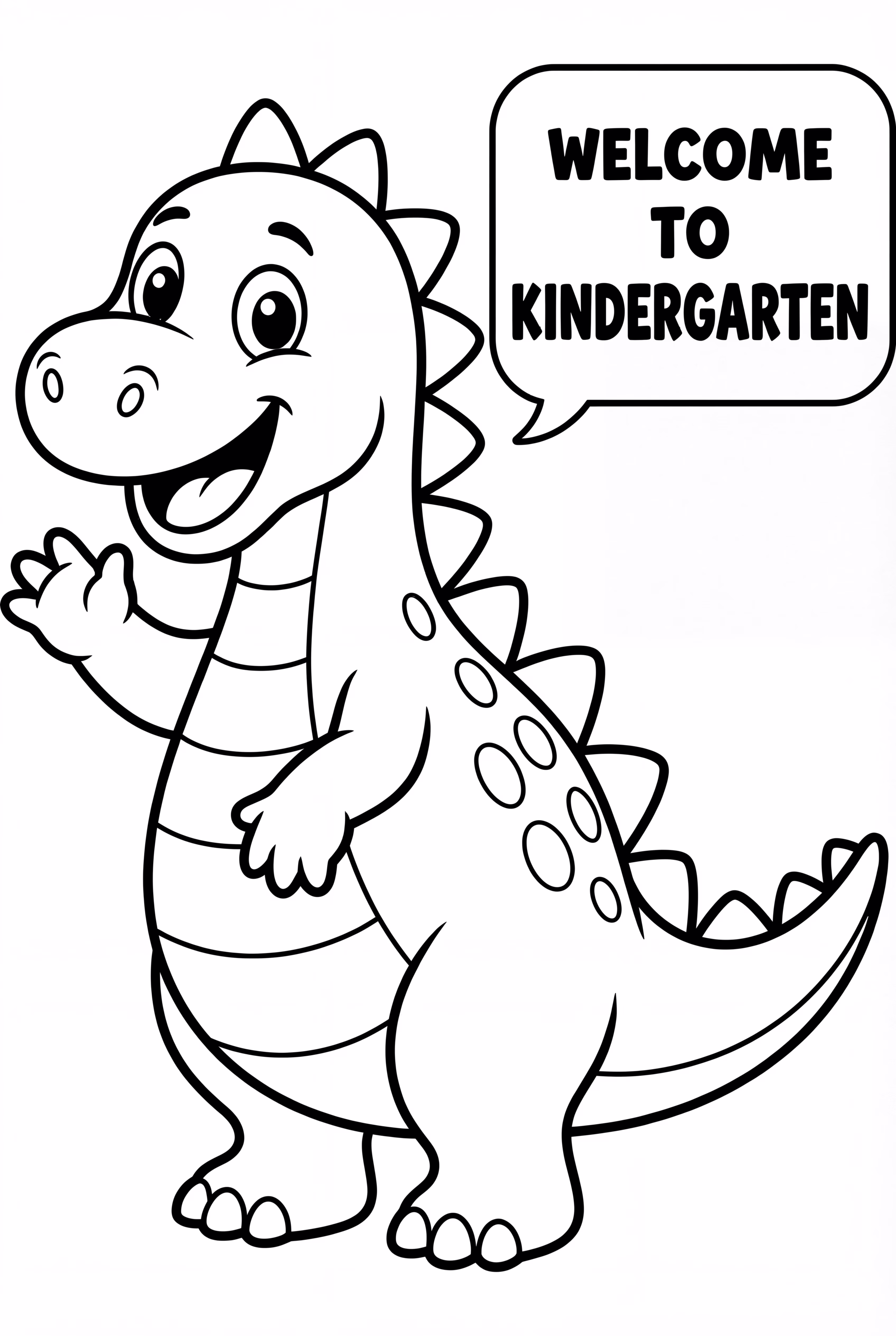 Welcome To Kindergarten And A Cute Dinosaur