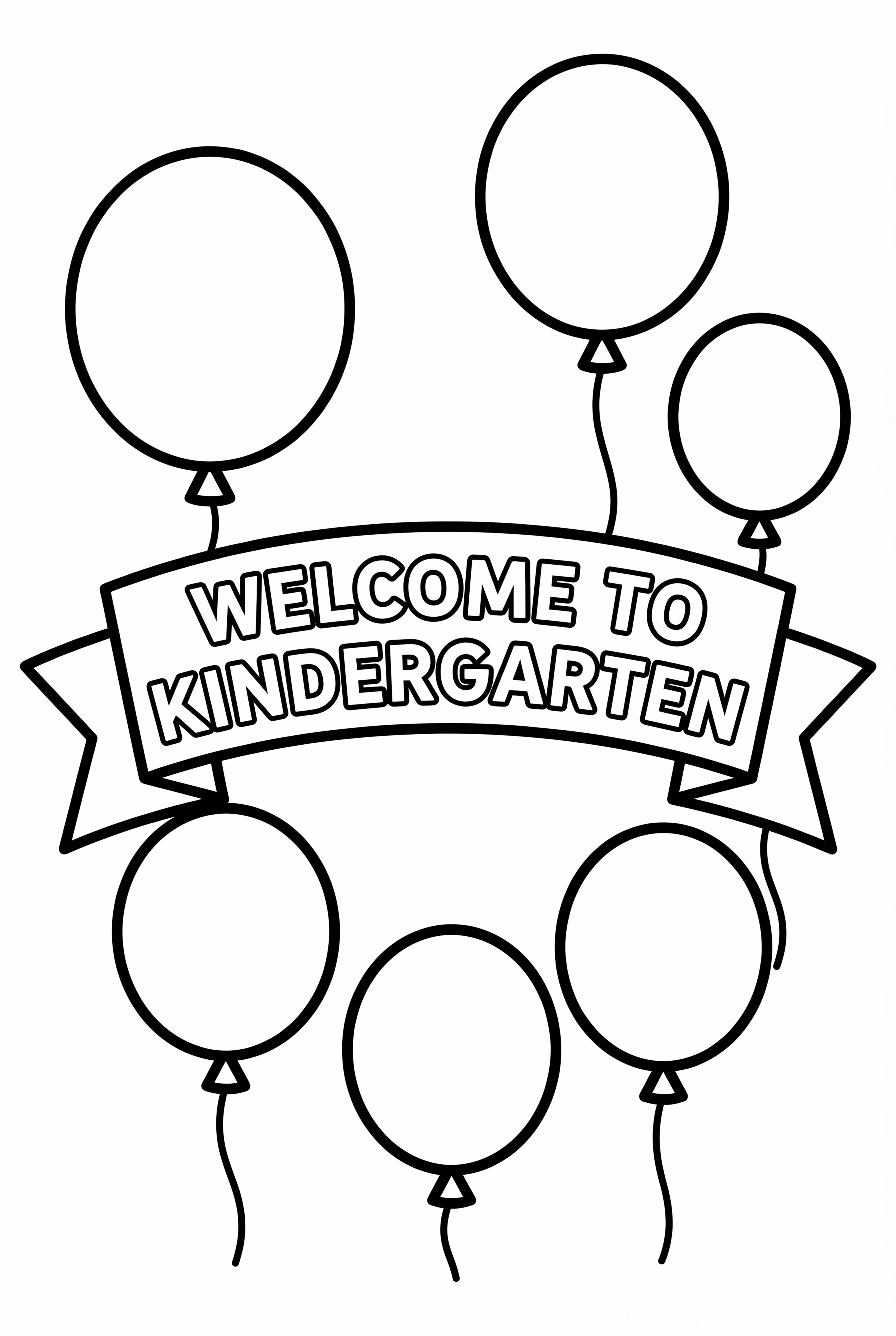 Welcome To Kindergarten Banner With Balloons