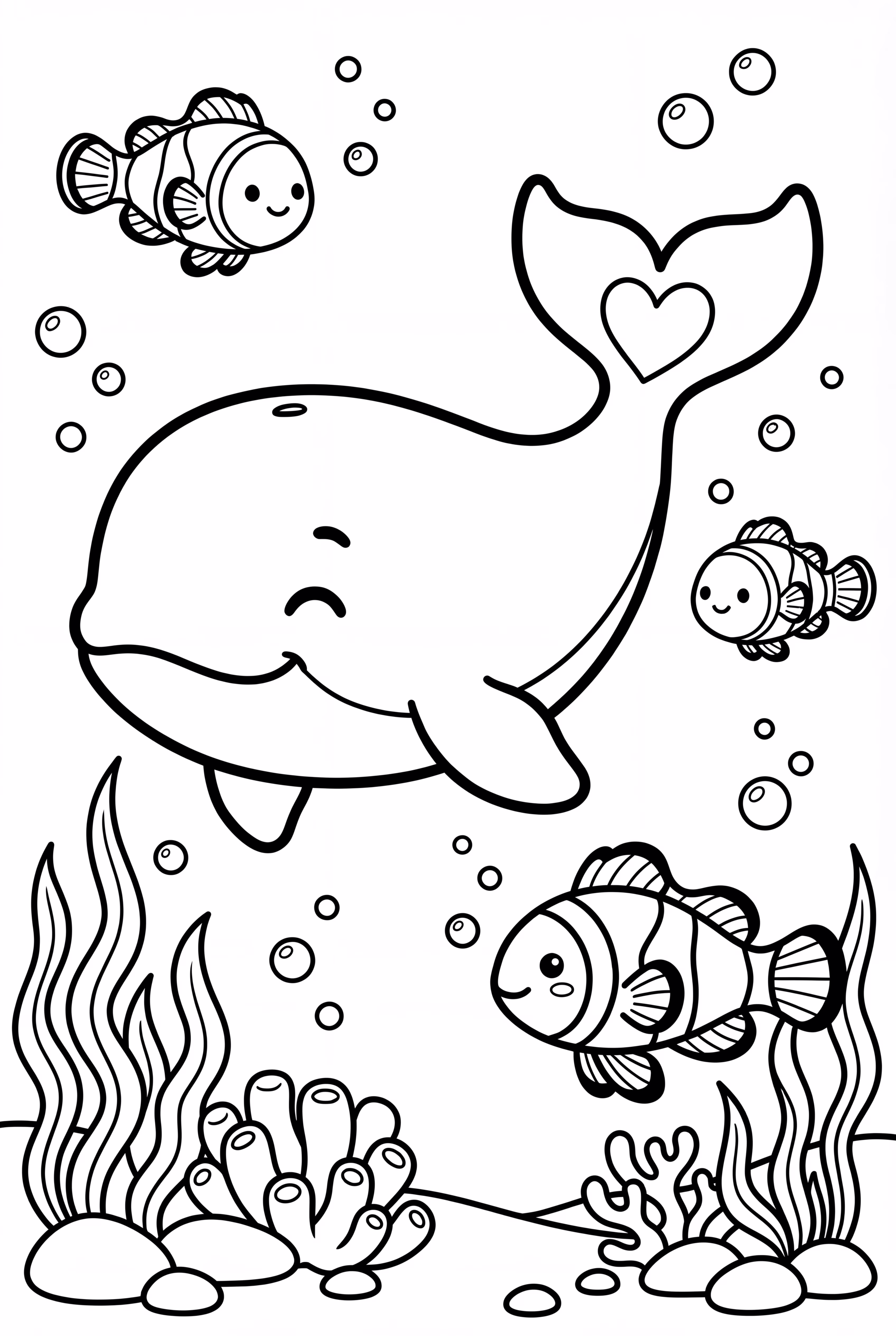 Whale and Fish Friends in a Coral Reef