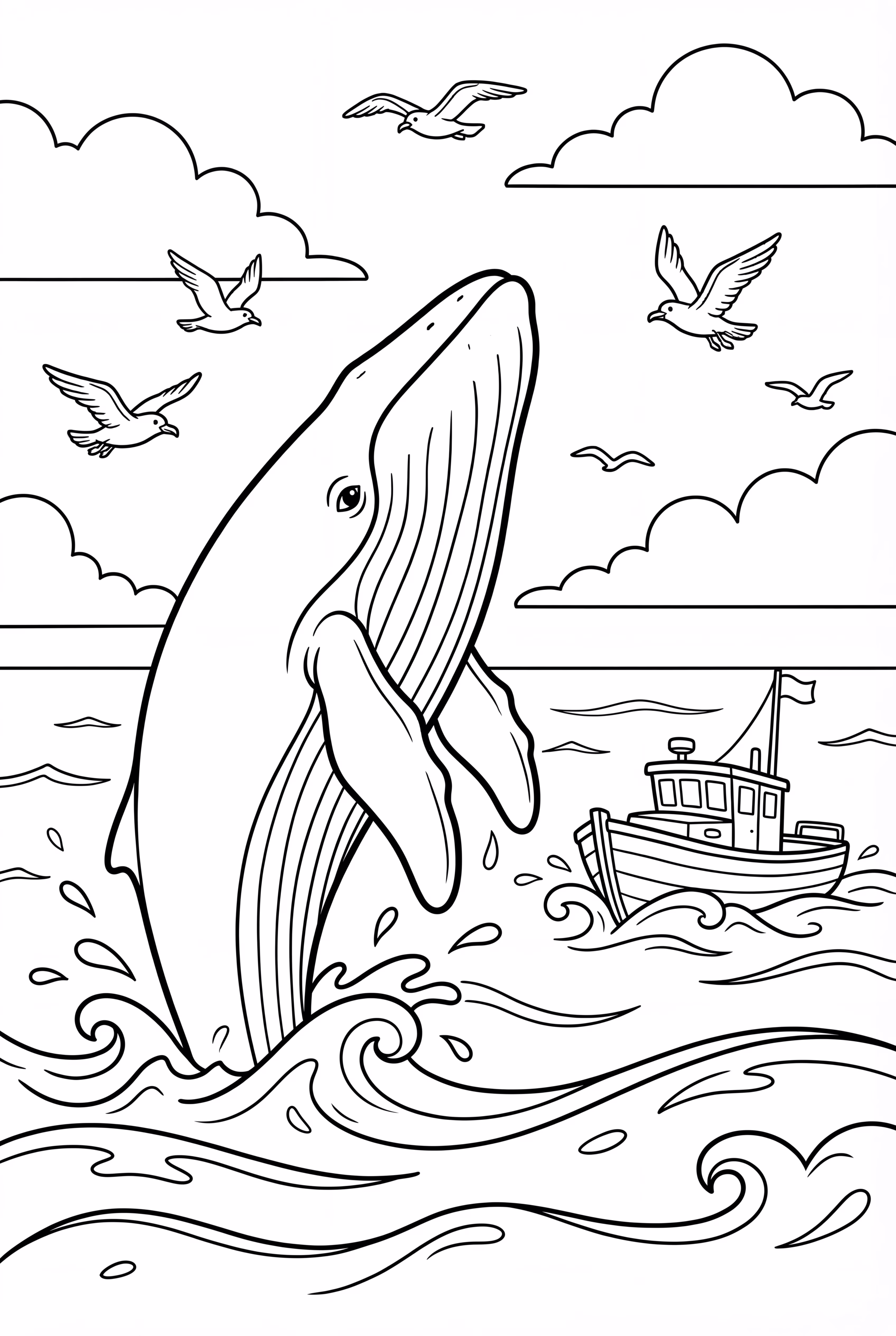 Whale Breaching Near a Boat-2