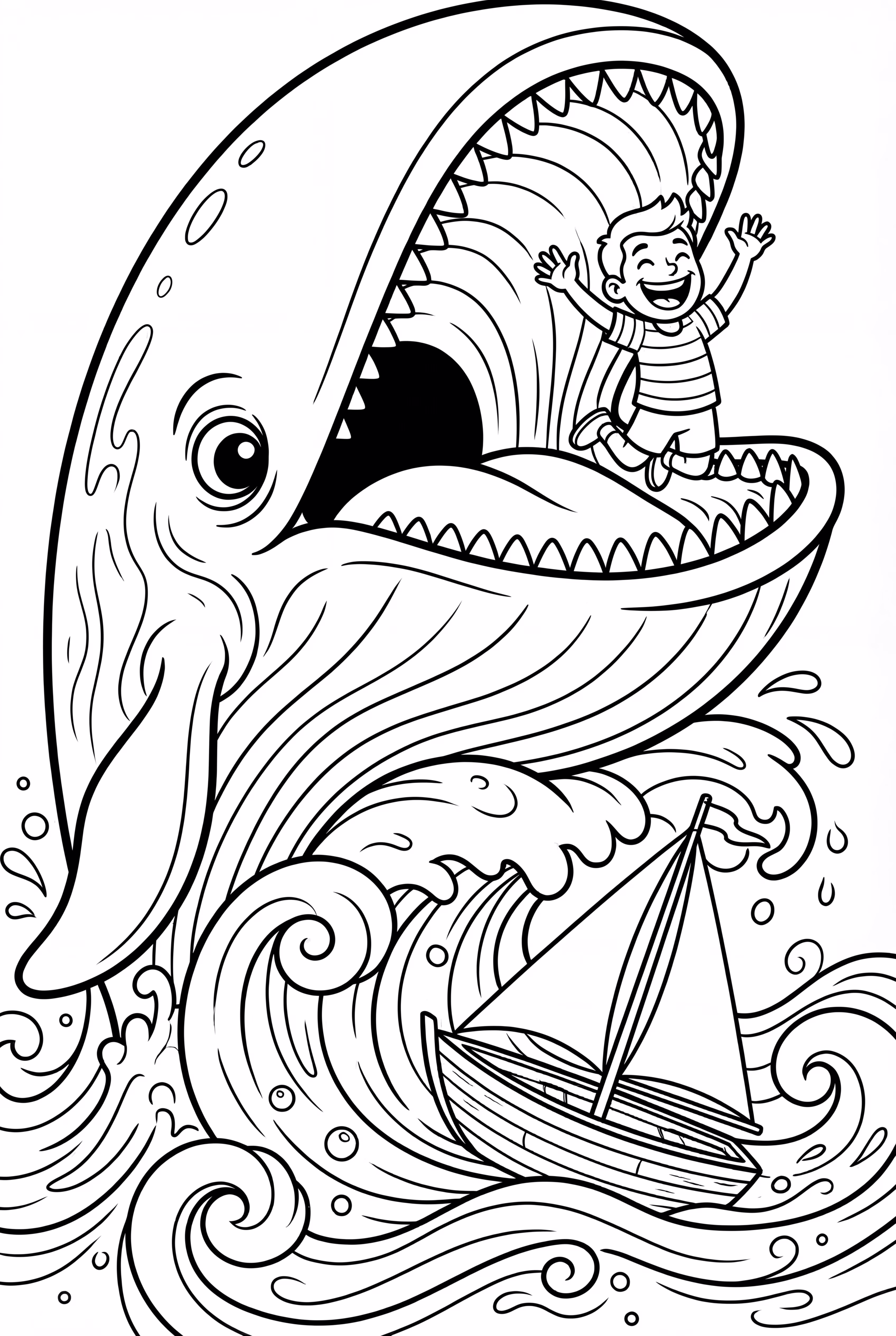 Whale Family in Ocean Scene-2