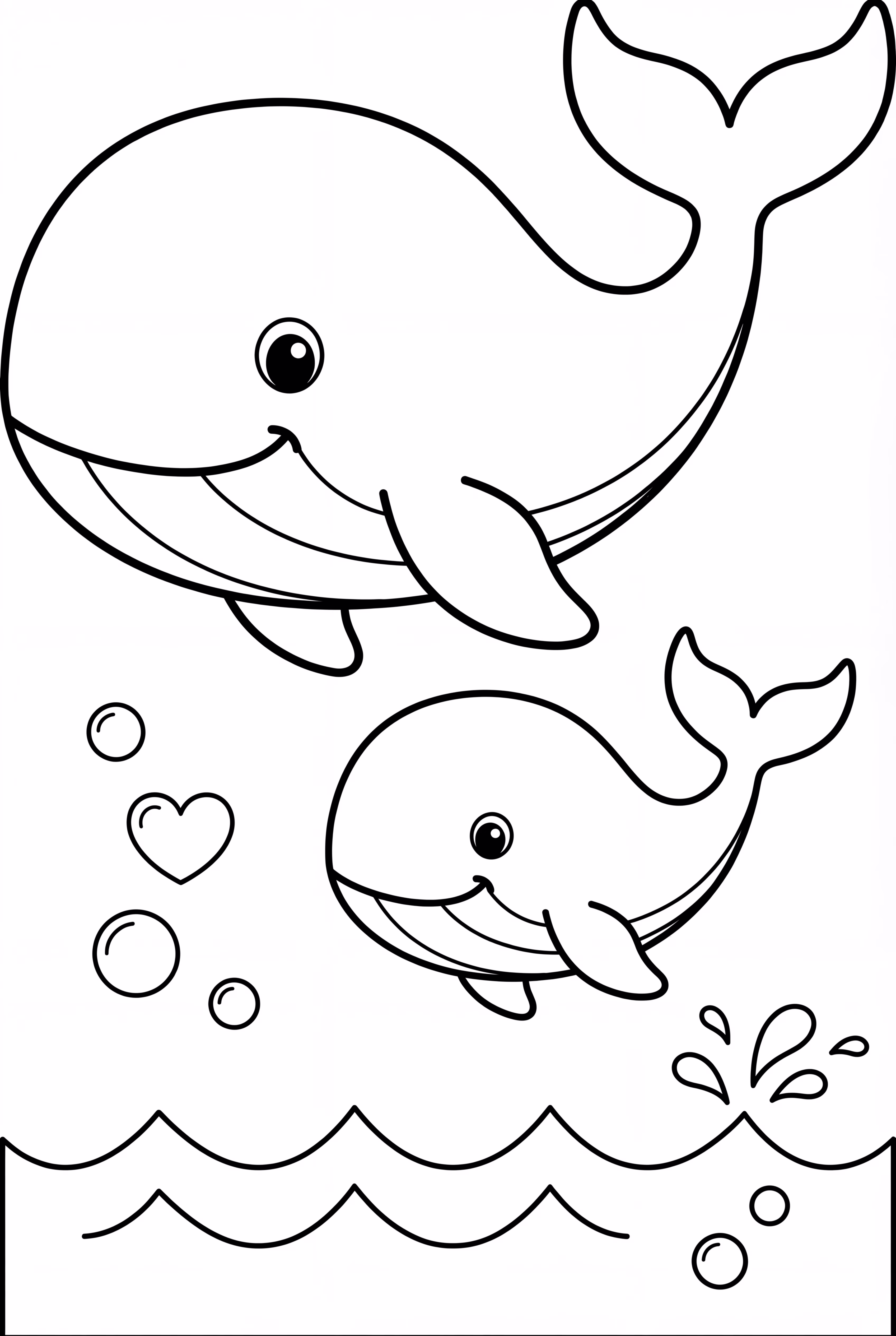 Whale Family Splashing in the Waves