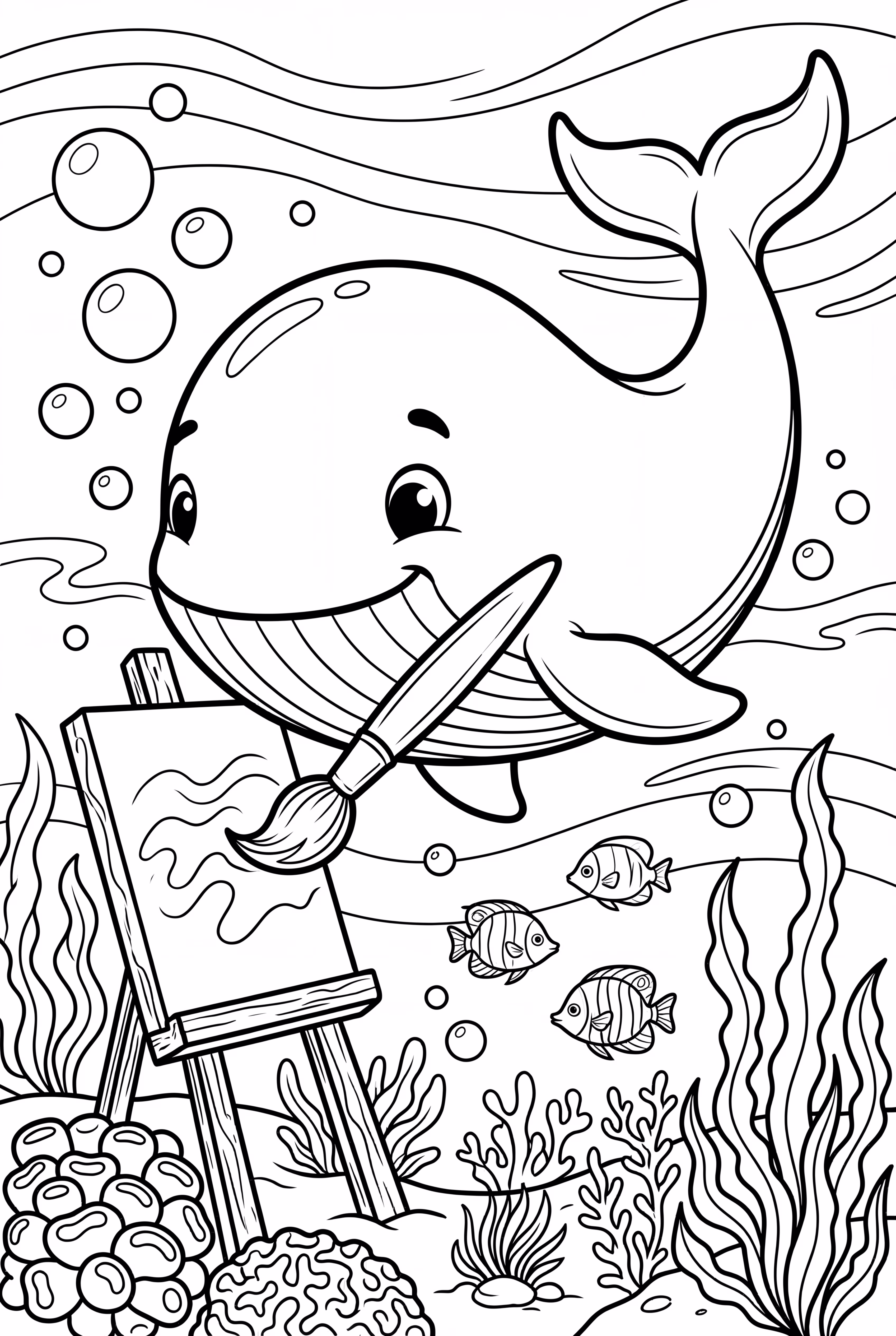 Ballena Pintando un Hermoso Escenario Oceánico -2