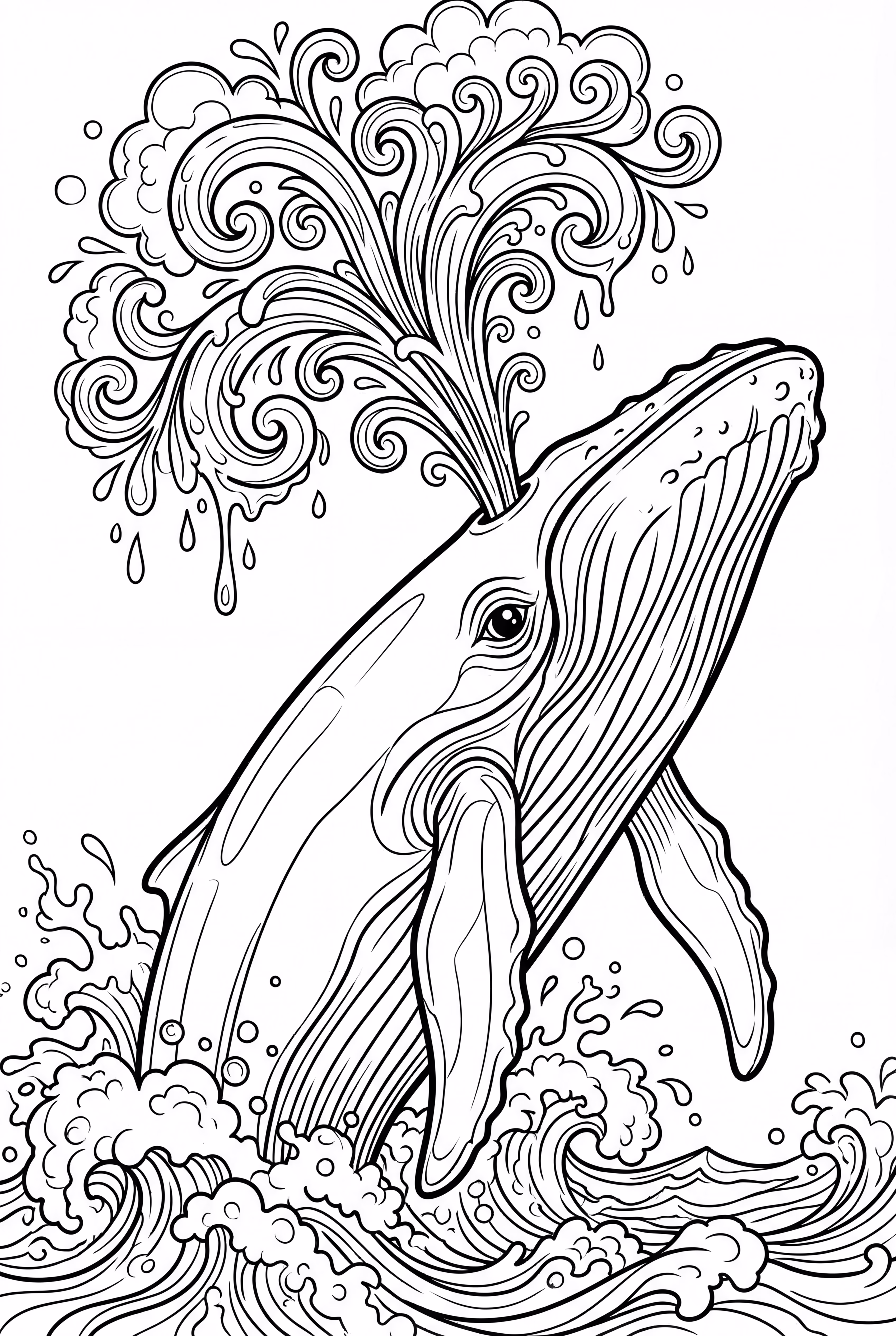 Baleine crachant de l'eau