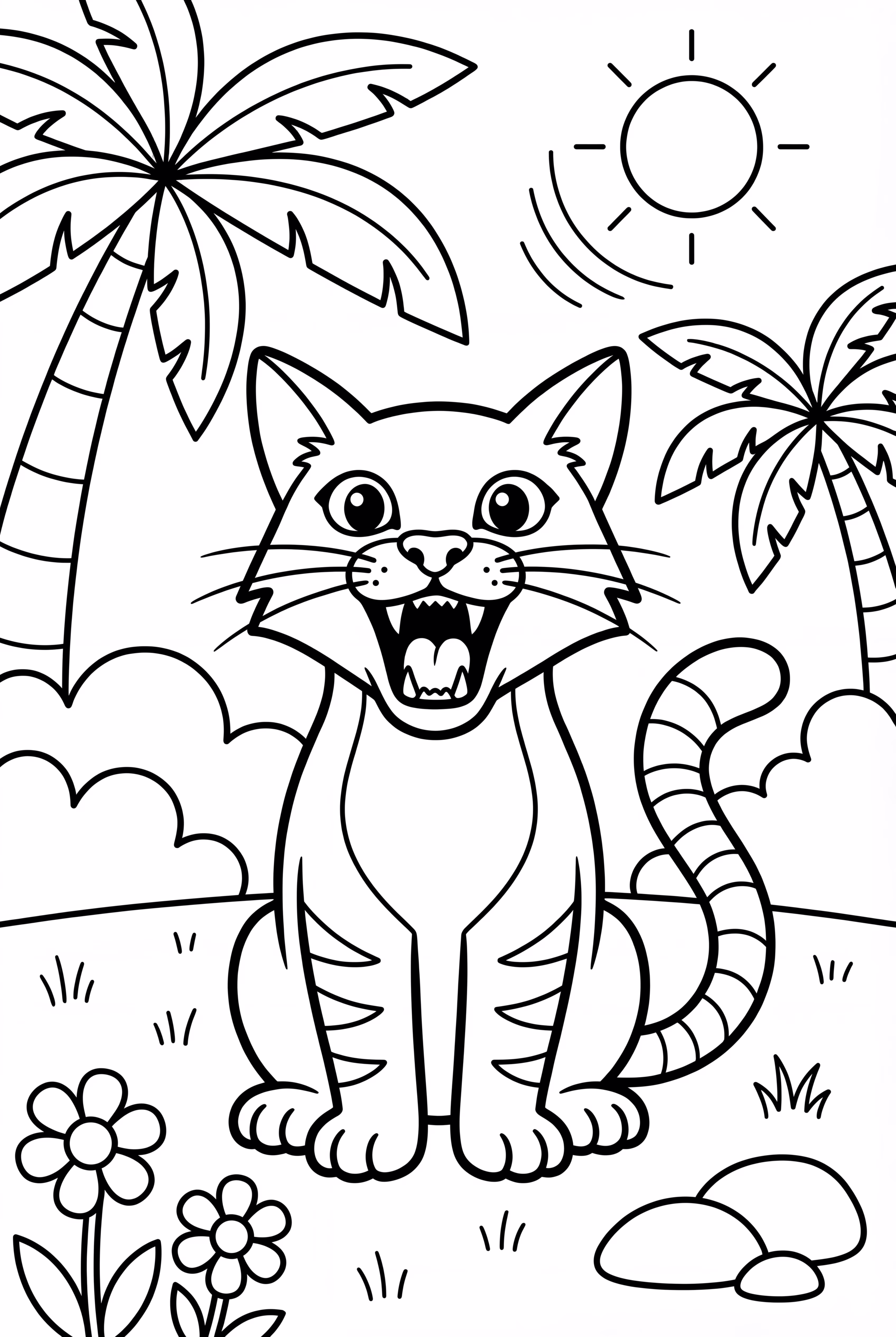 Félin Sauvage Rugissant Dans La Jungle