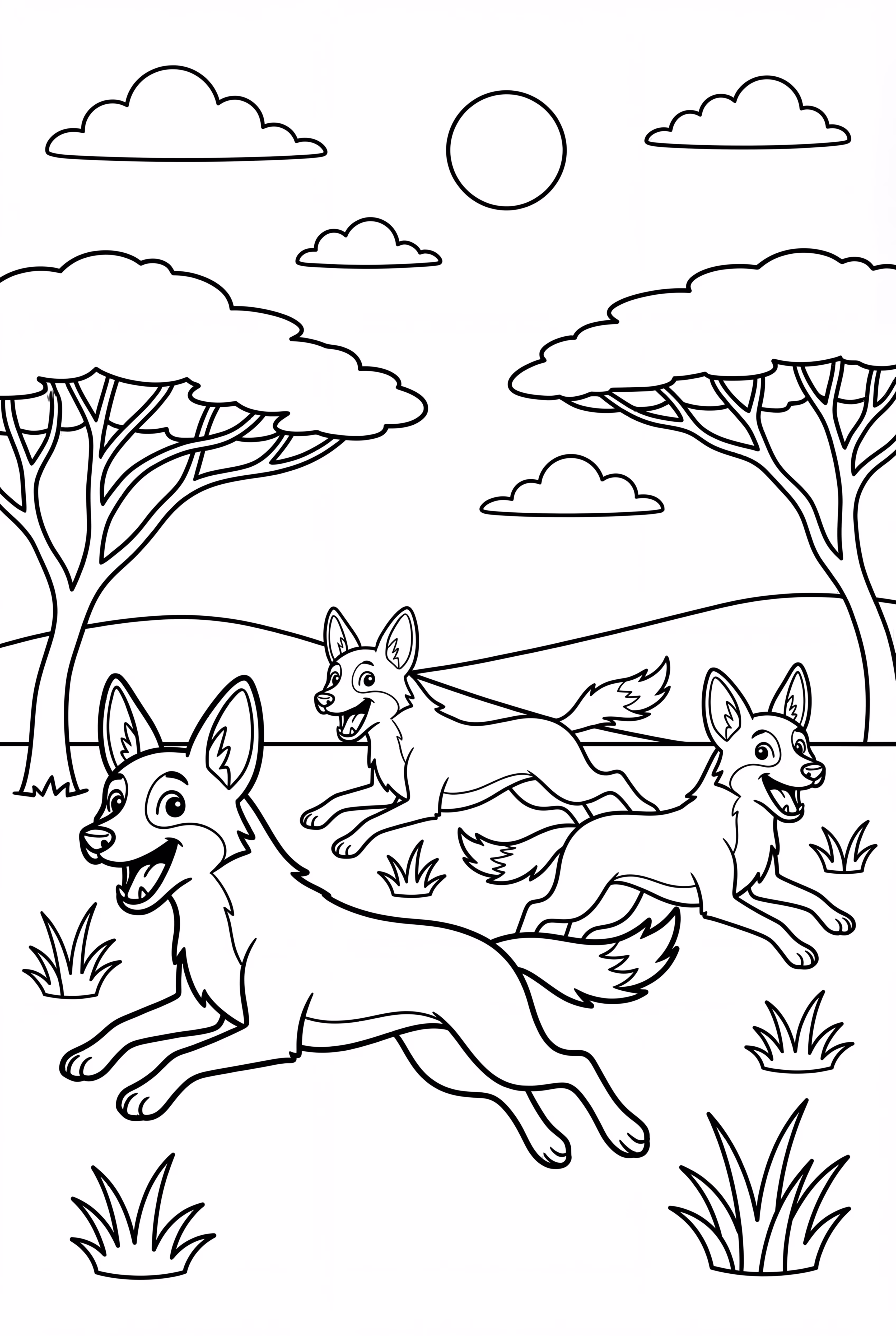 Manada de Perros Salvajes Corriendo