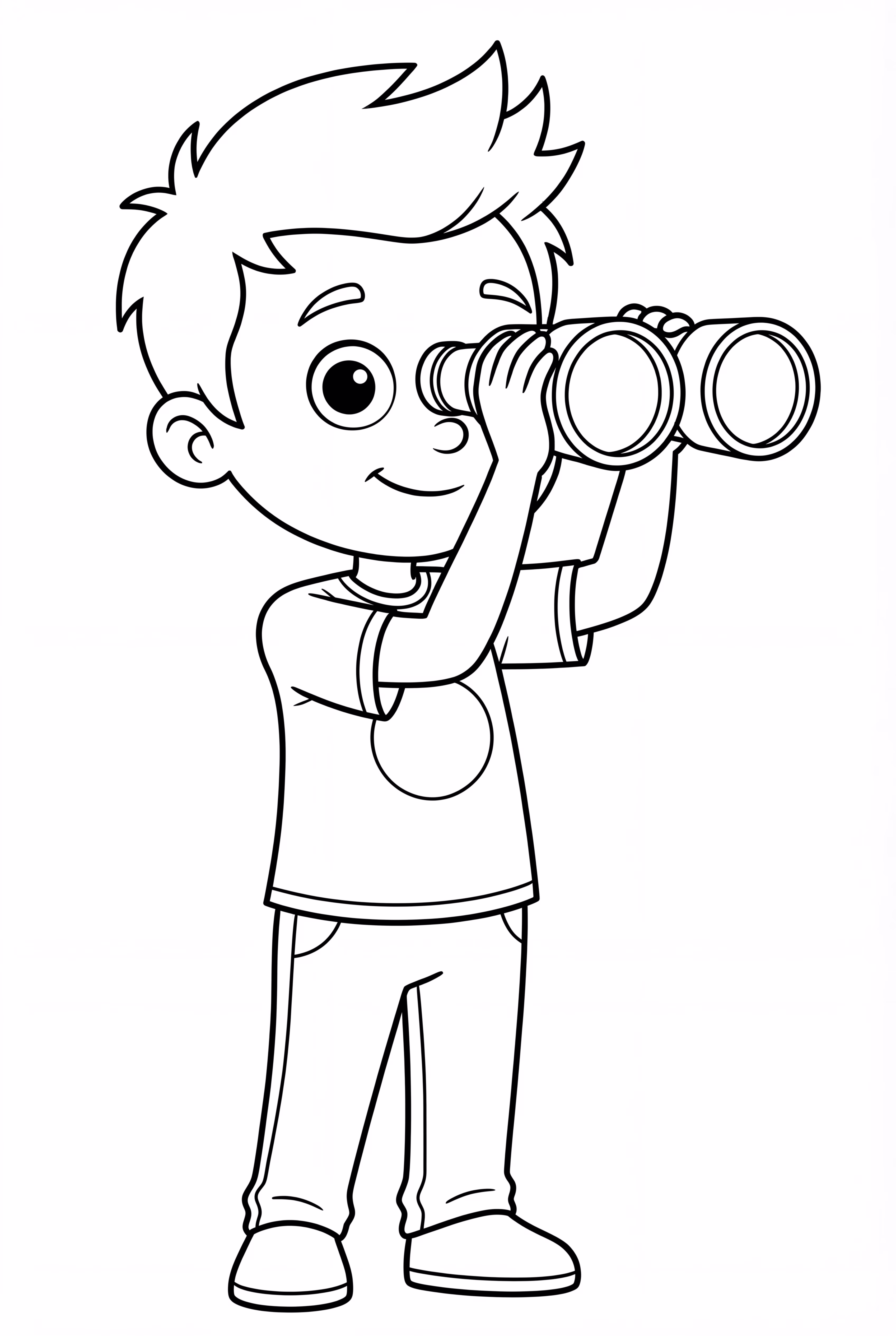 野生克拉特的克里斯拿着望远镜