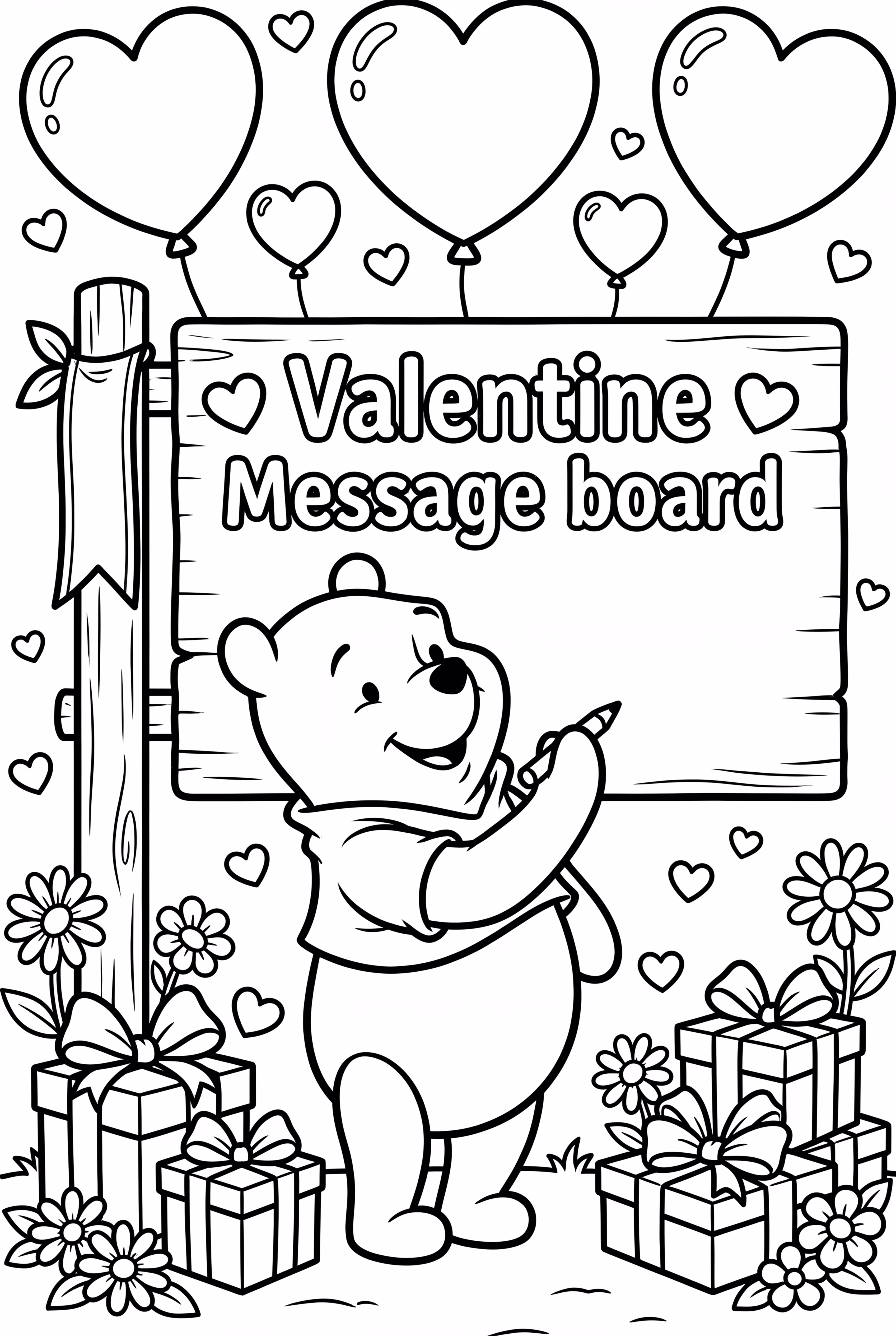 Tableau de messages de la Saint-Valentin de Winnie l'Ourson